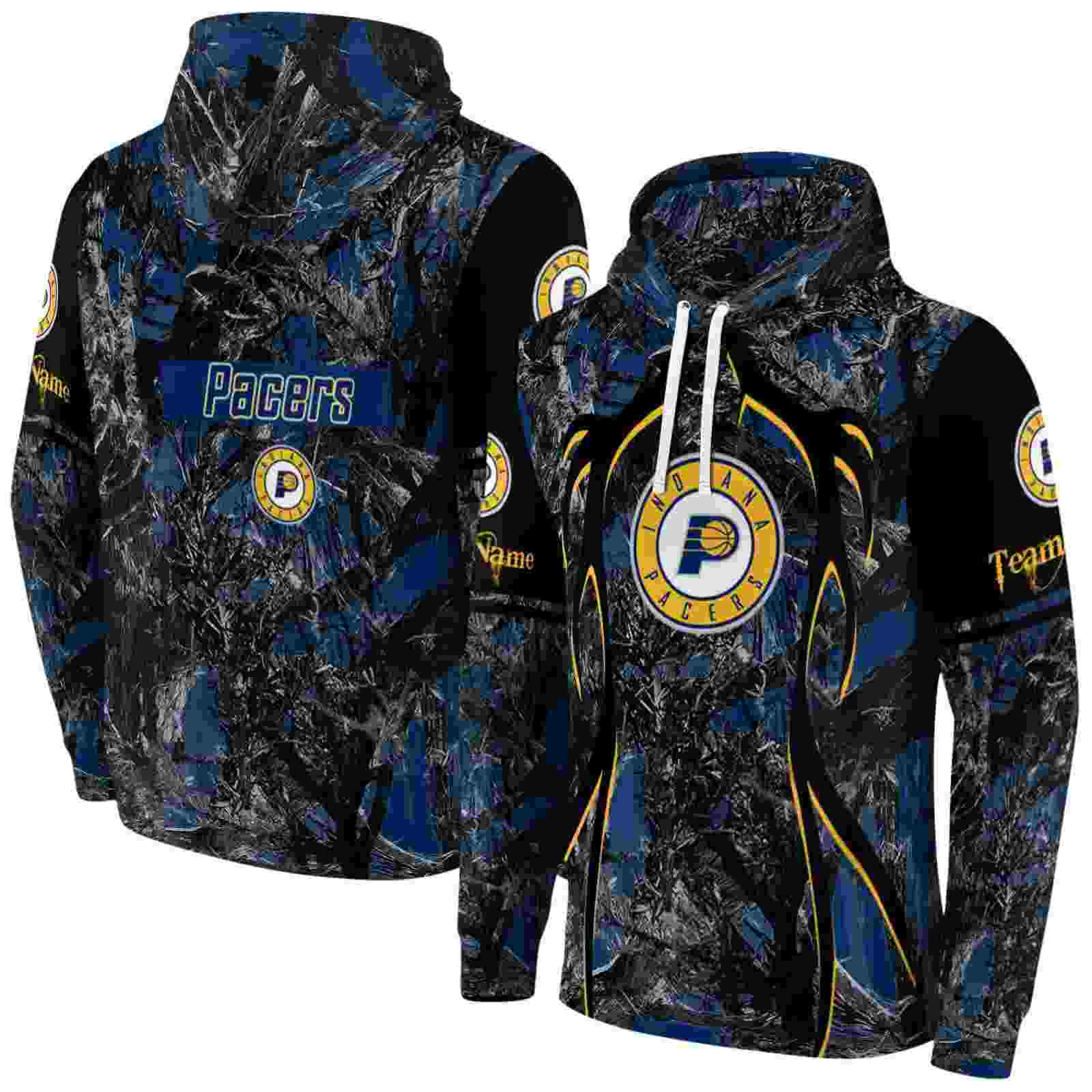 custom indiana pacers hunting theme blue black hoodie fashion forward