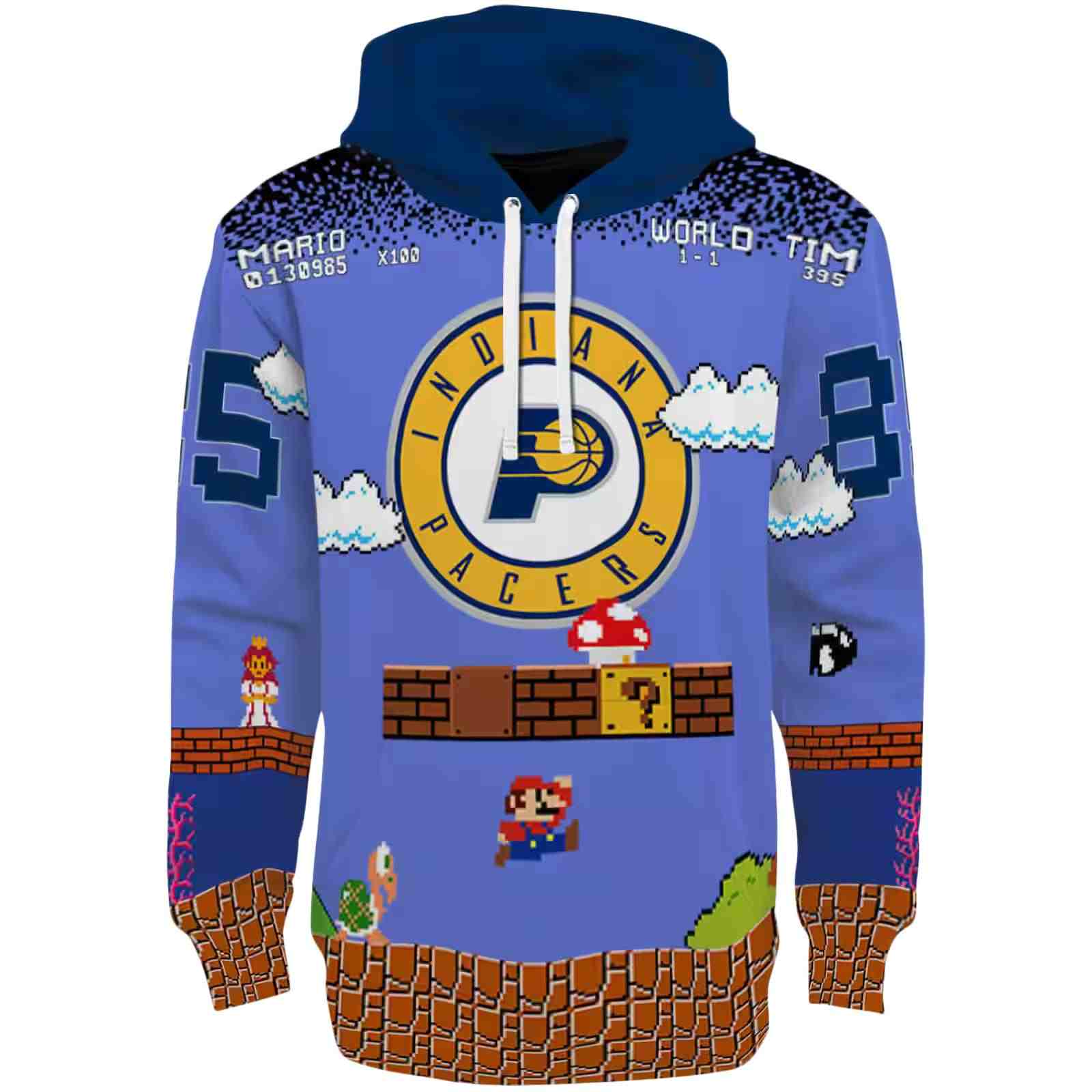 Custom Indiana Pacers Mario Blue Black Hoodie