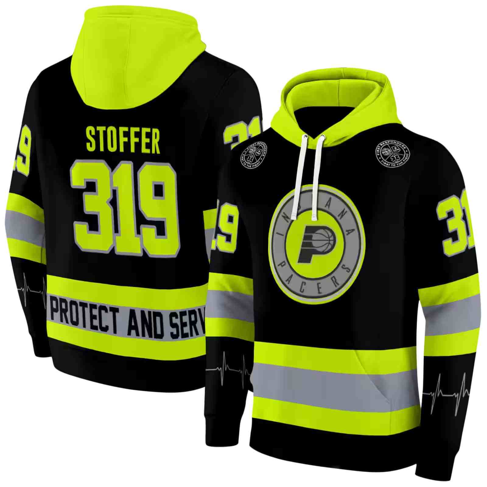 custom indiana pacers safety motif black neon green hoodie fashion forward