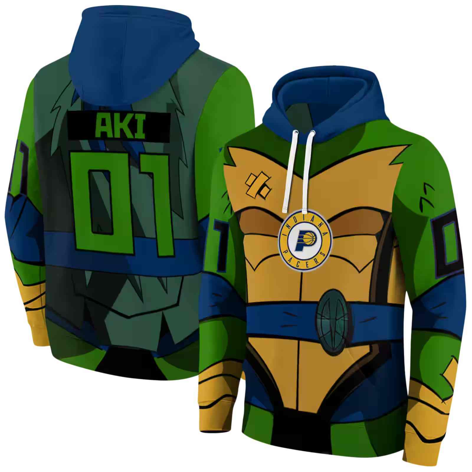 custom indiana pacers superhero armor blue green hoodie fashion forward