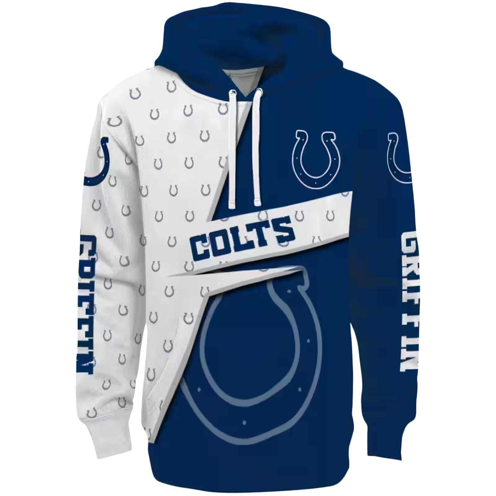 Custom Indianapolis Colts Abstract Shape Blue Hoodie