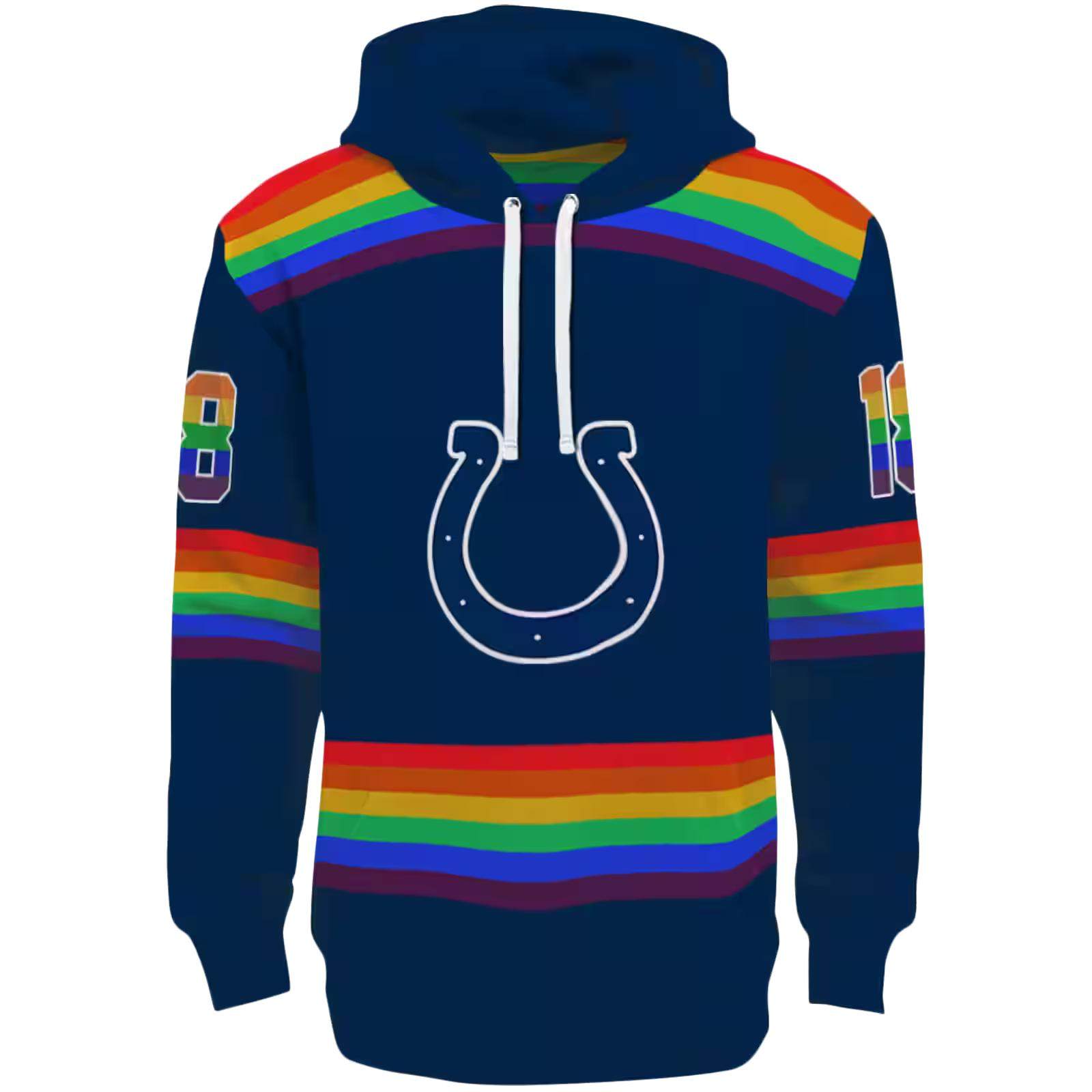 Custom Indianapolis Colts Rainbow Stripes Blue Hoodie