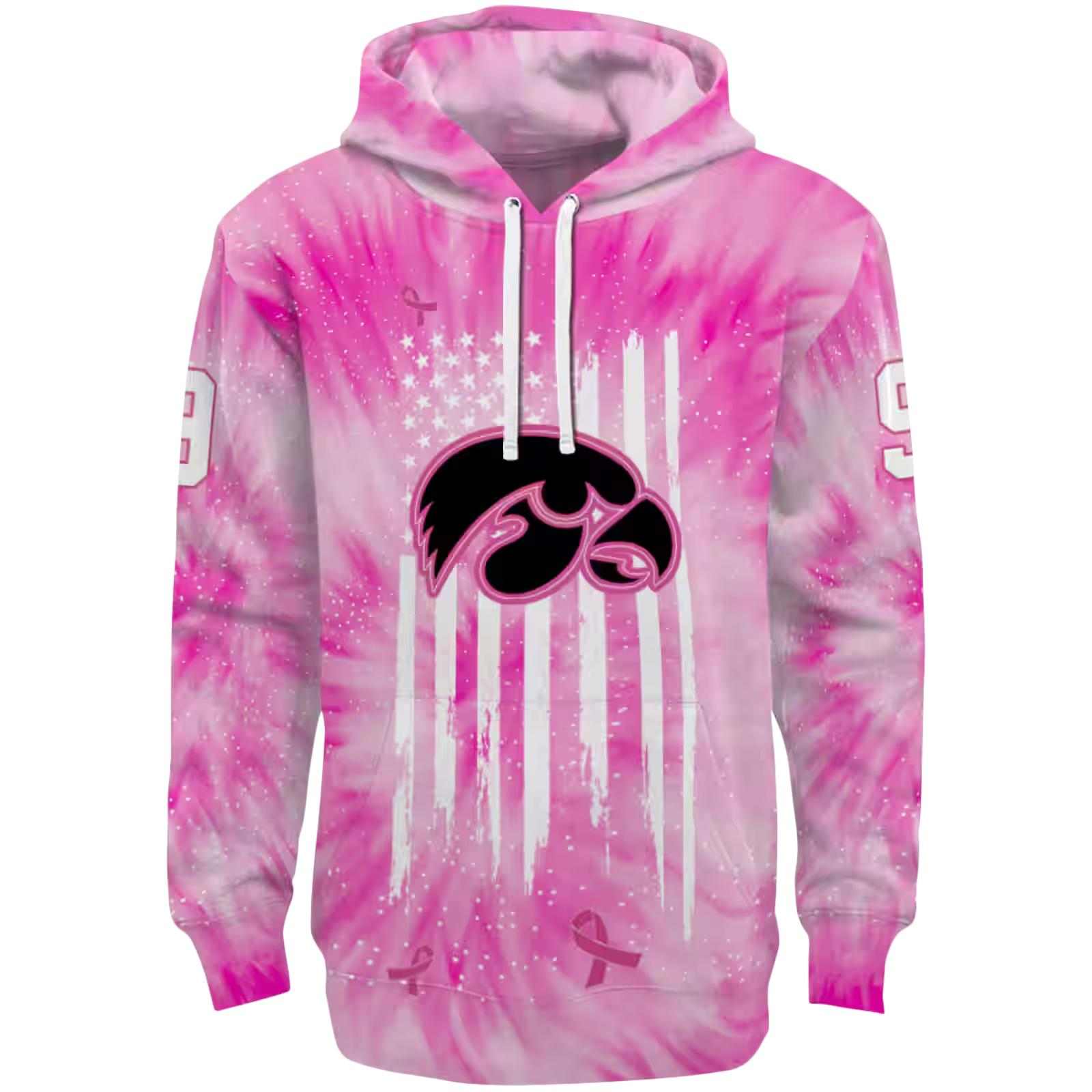 Custom Iowa Hawkeyes Cancer Support Pink Hoodie