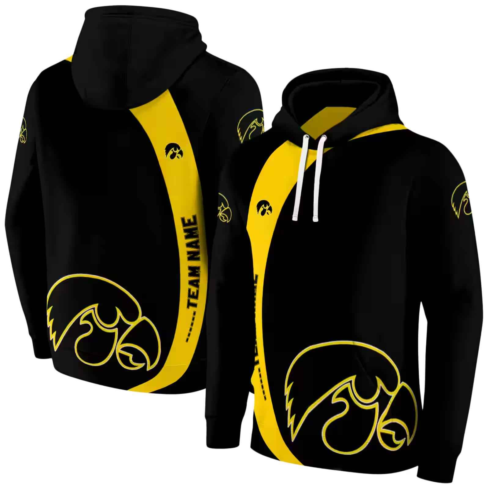 custom iowa hawkeyes minimalist design black hoodie fashion forward