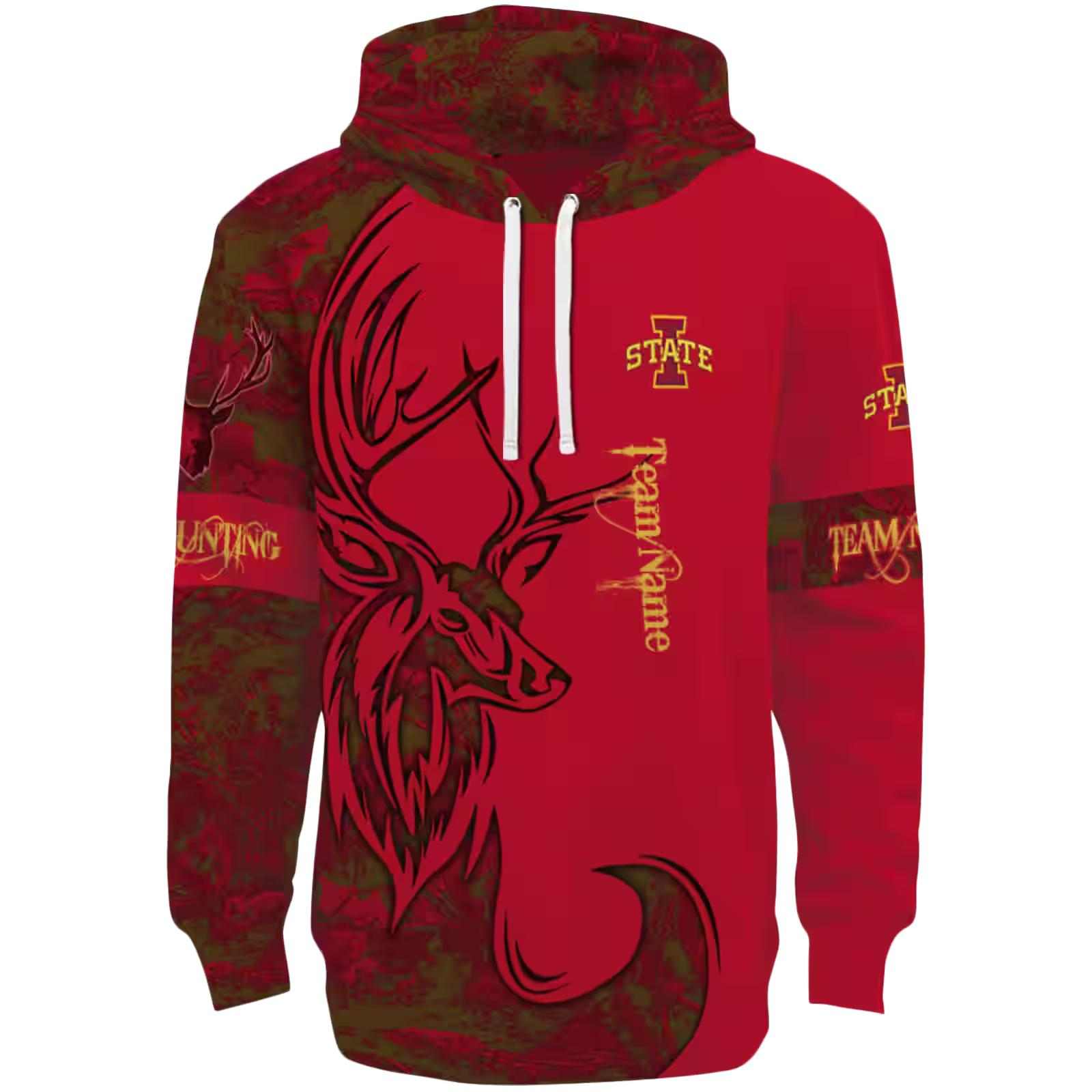 Custom Iowa State Cyclones Deer Silhouette Red Hoodie