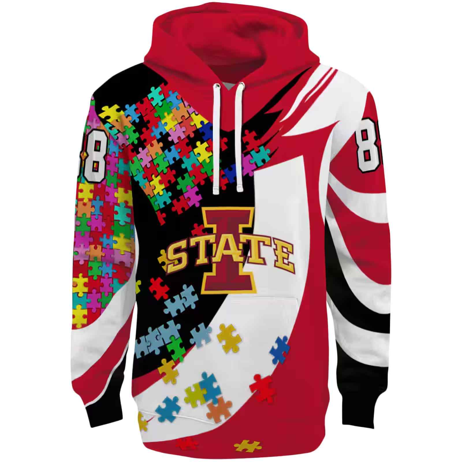Custom Iowa State Cyclones Puzzle Pieces Red Hoodie
