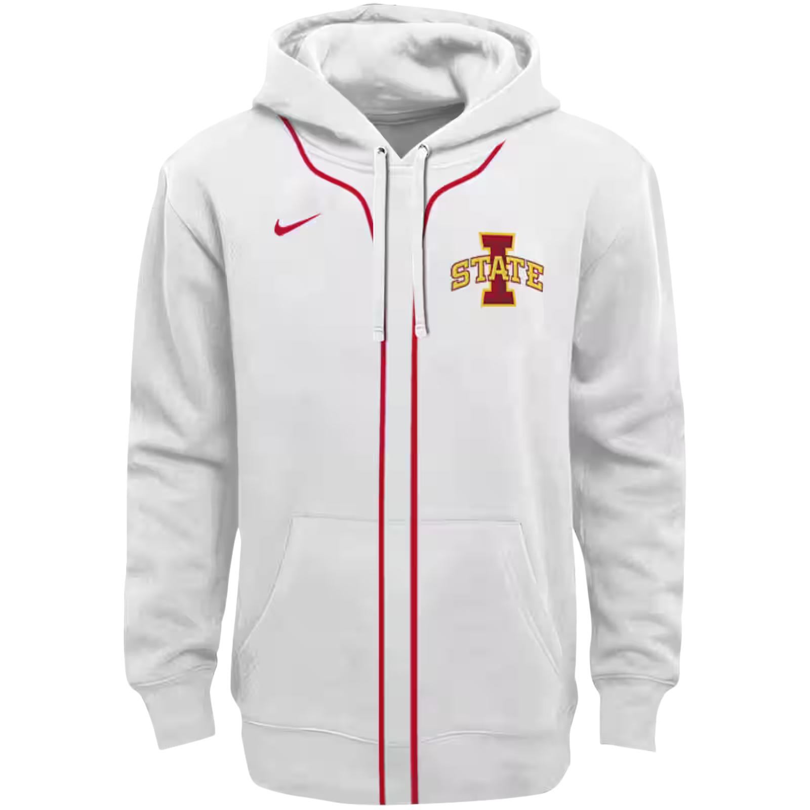 Custom Iowa State Cyclones Sporty Stripe White Hoodie