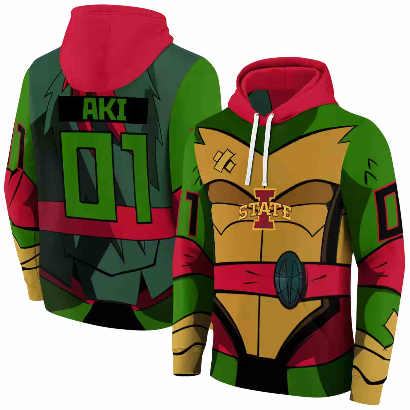 custom iowa state cyclones superhero armor red green hoodie fashion forward