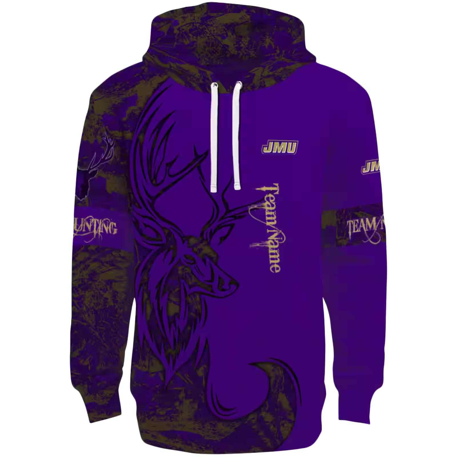 Custom James Madison Dukes Deer Silhouette Purple Hoodie