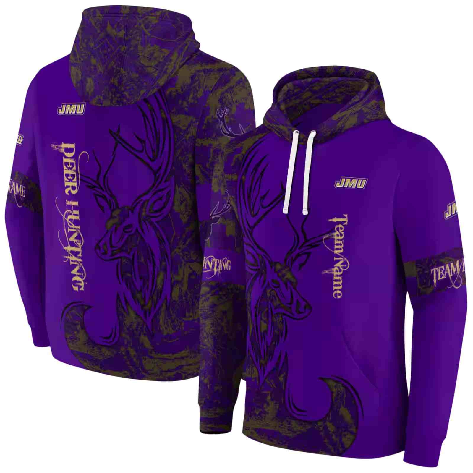 custom james madison dukes deer silhouette purple hoodie fashion forward