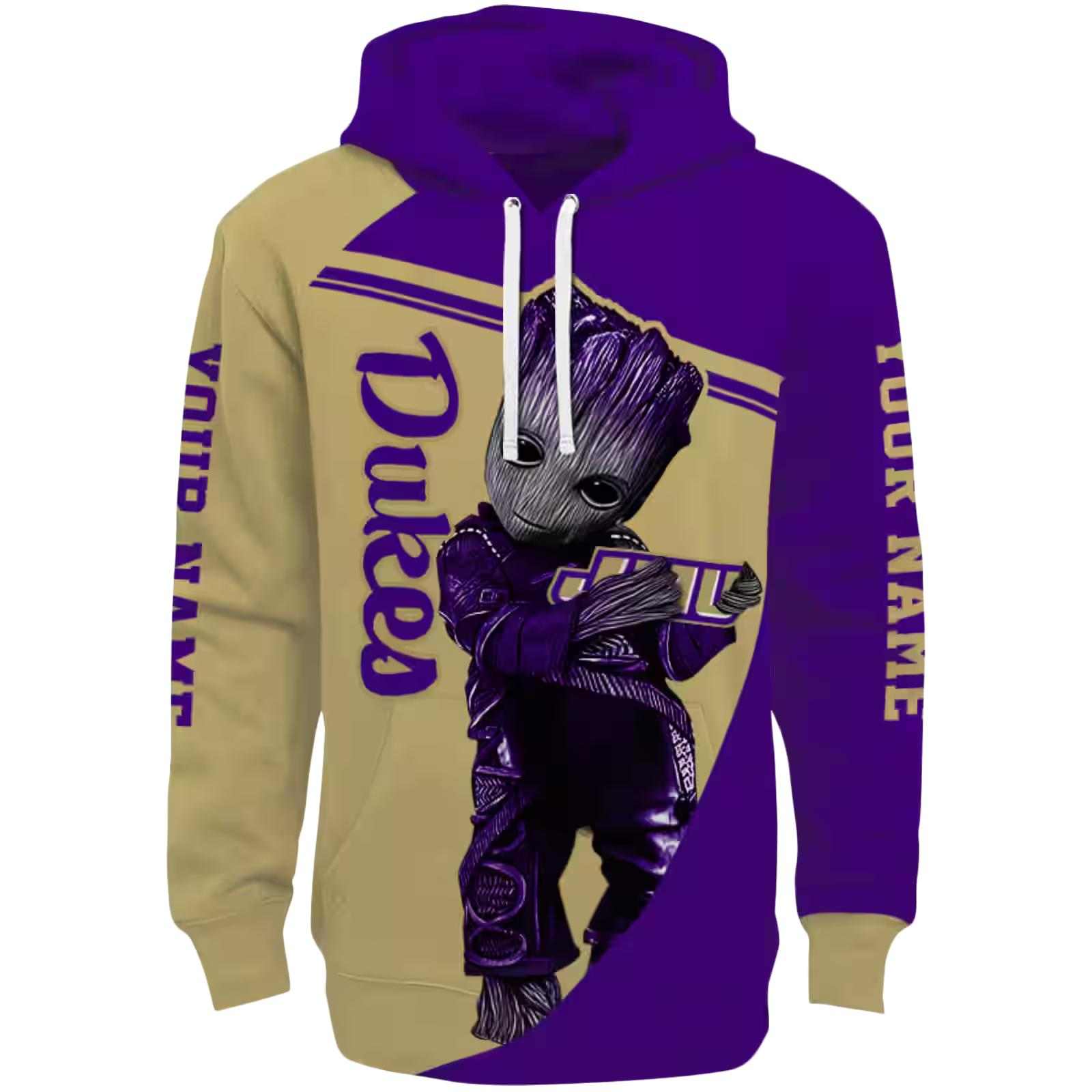 Custom James Madison Dukes Groot Purple Hoodie