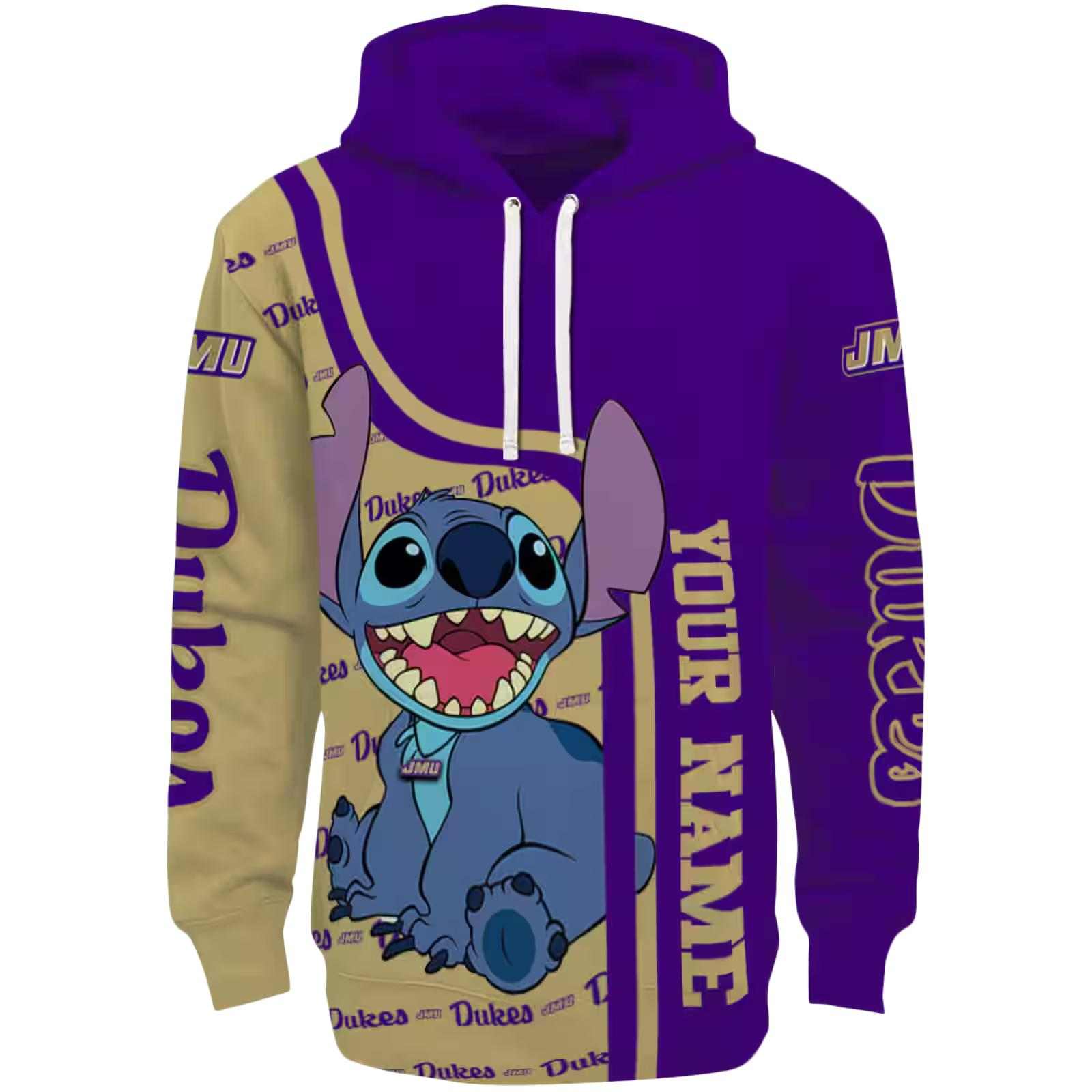 Custom James Madison Dukes Stitch Purple Hoodie