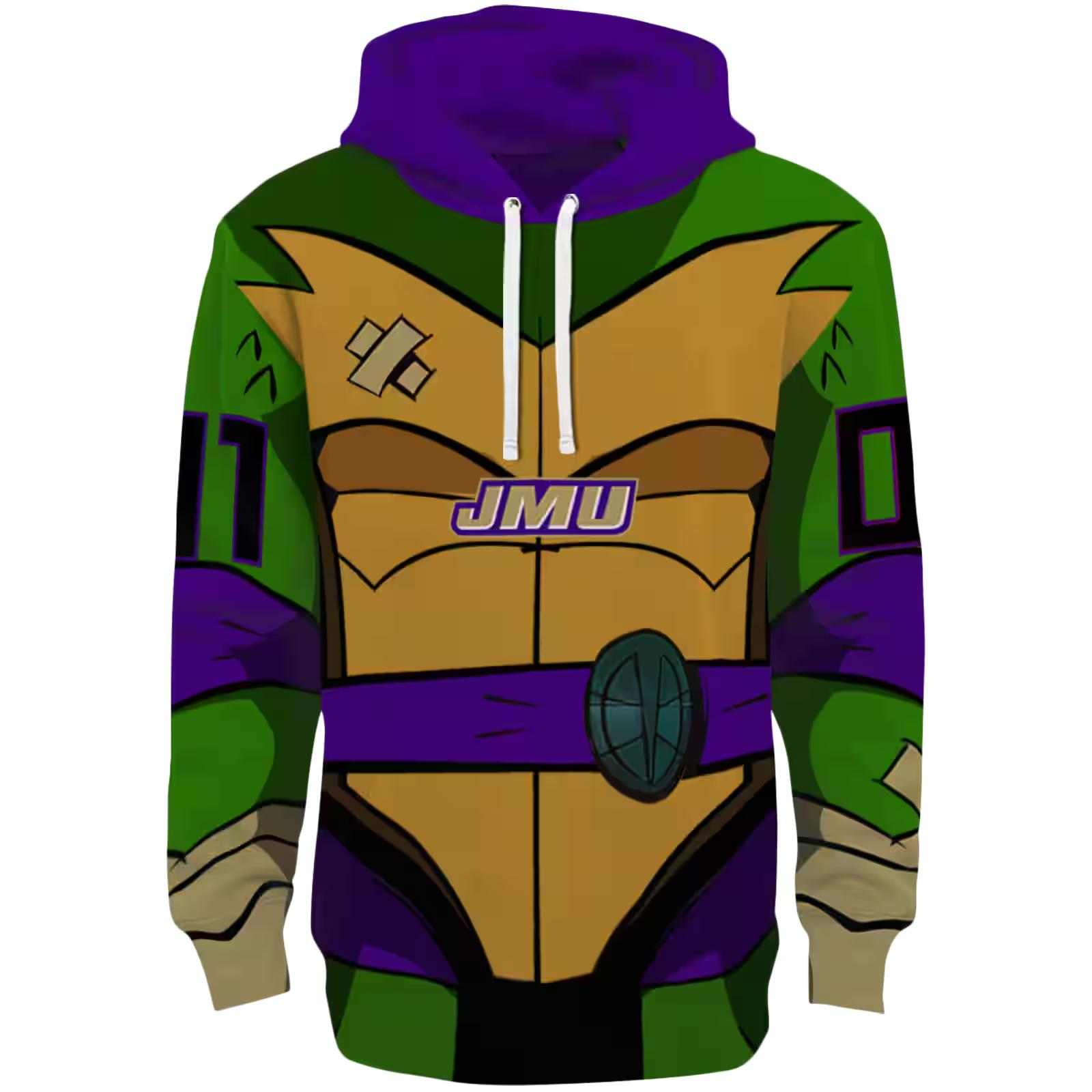 Custom James Madison Dukes Superhero Armor Purple Green Hoodie