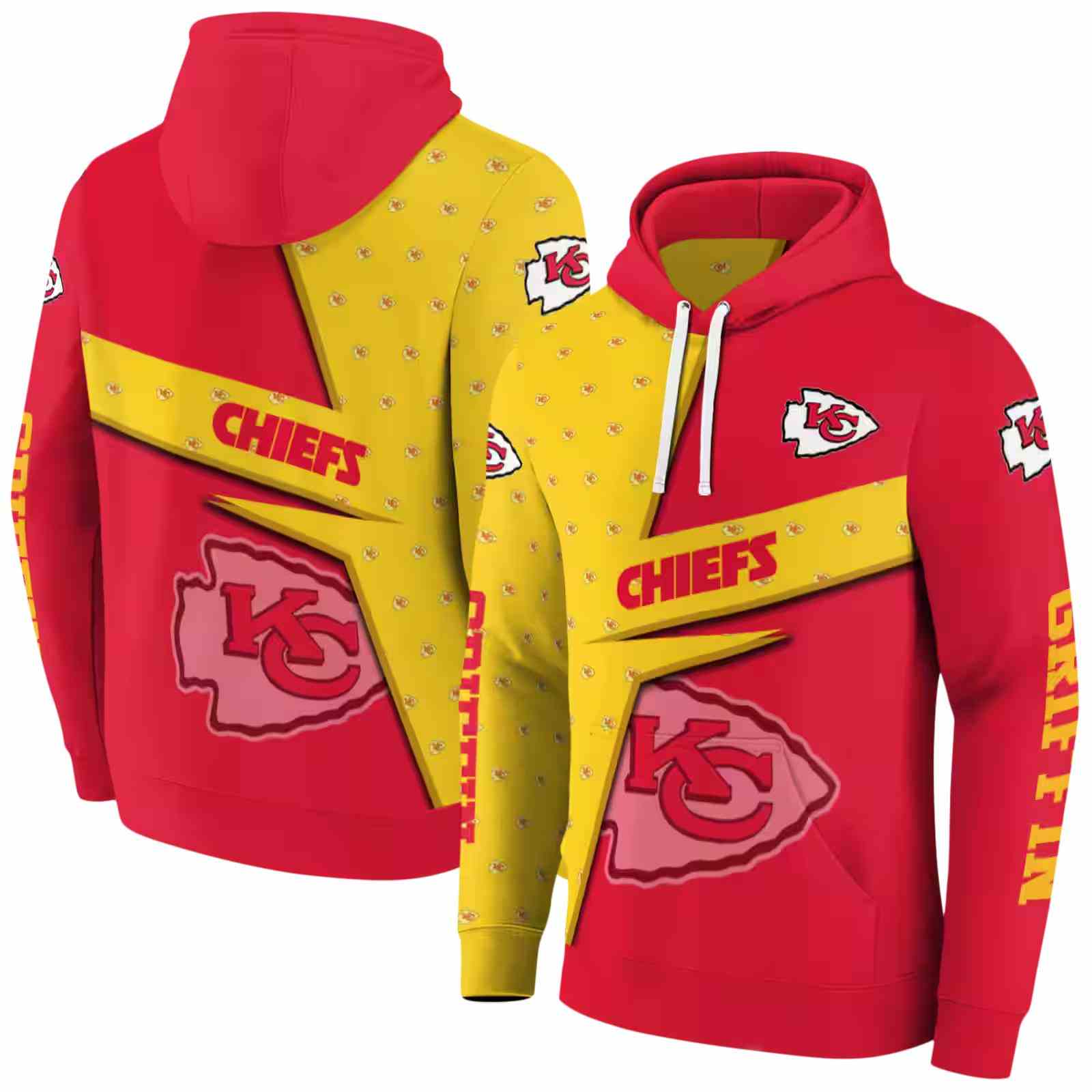 custom kansas city chiefs abstract shape red hoodie fashion forward