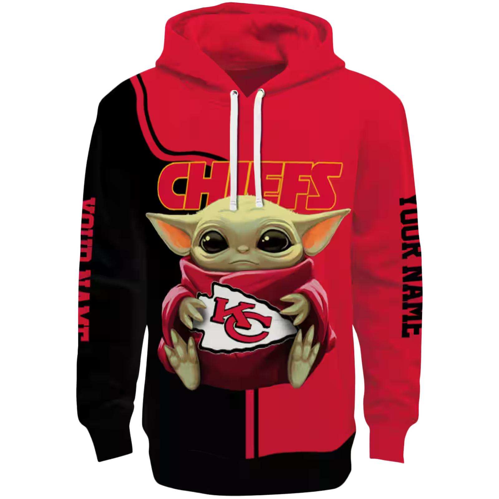 Custom Kansas City Chiefs Baby Yoda Red Black Hoodie