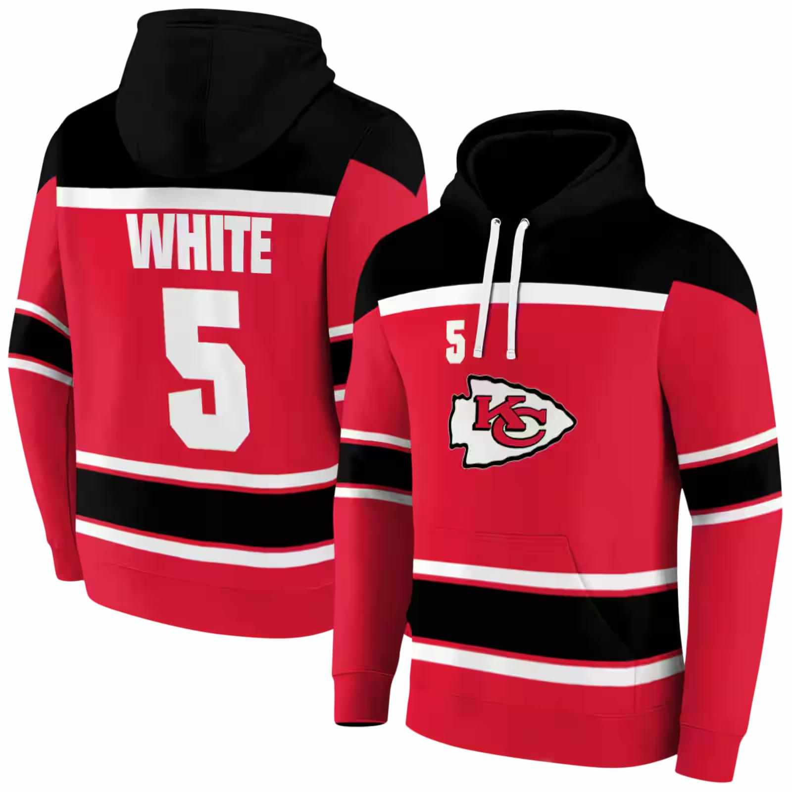 custom kansas city chiefs striped pattern red hoodie fashion forward