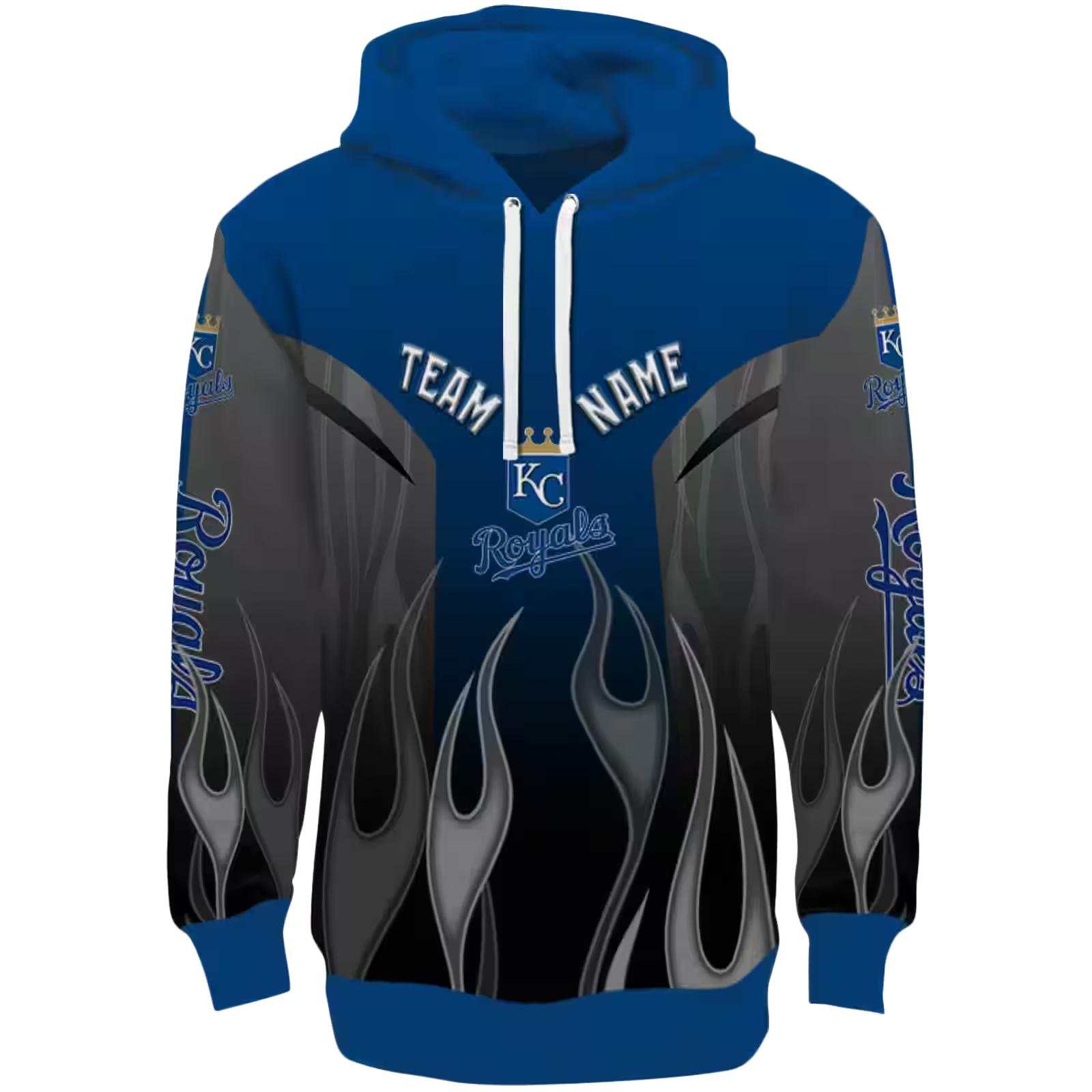 Custom Kansas City Royals Flame Design Royal Blue Hoodie