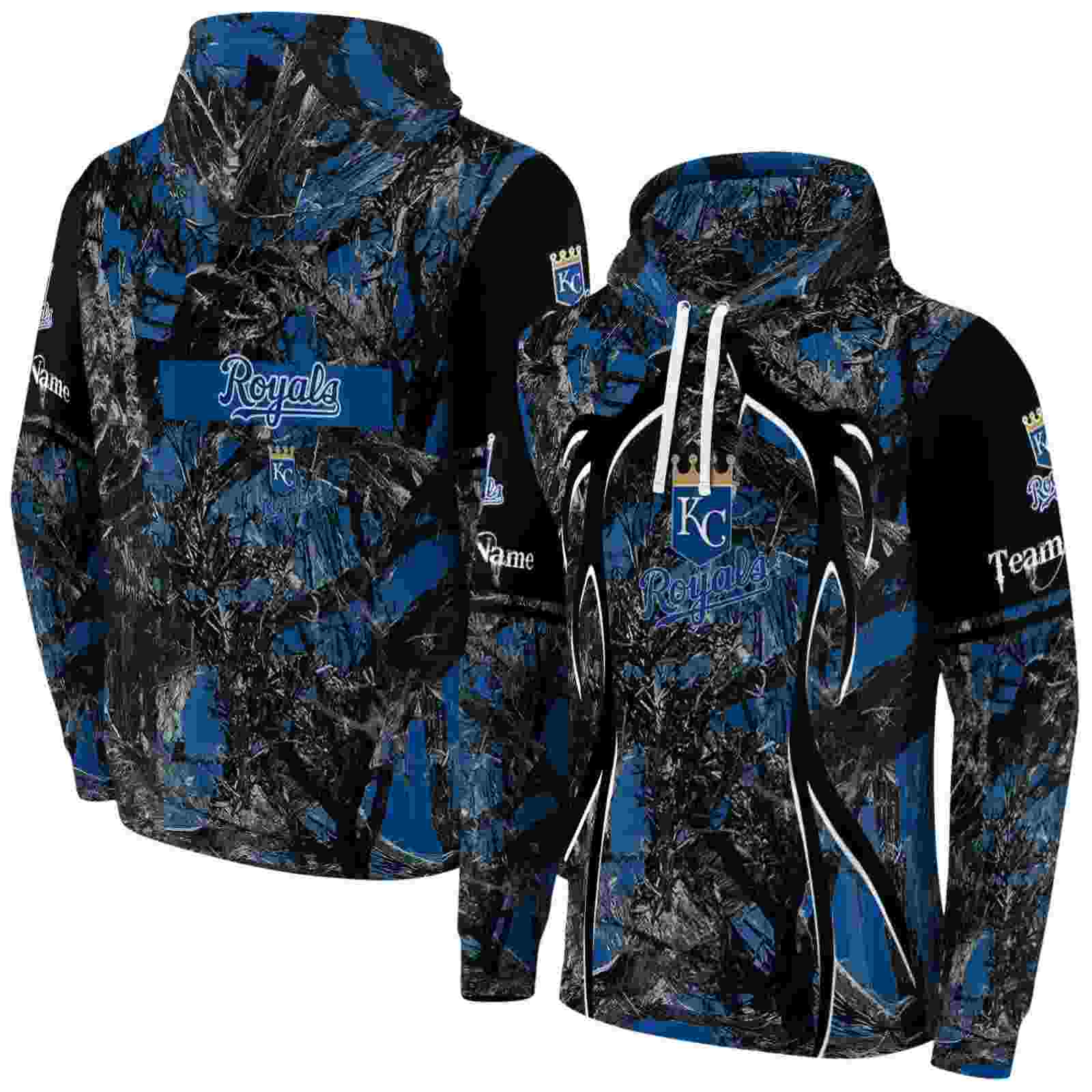 custom kansas city royals hunting theme royal blue black hoodie fashion forward