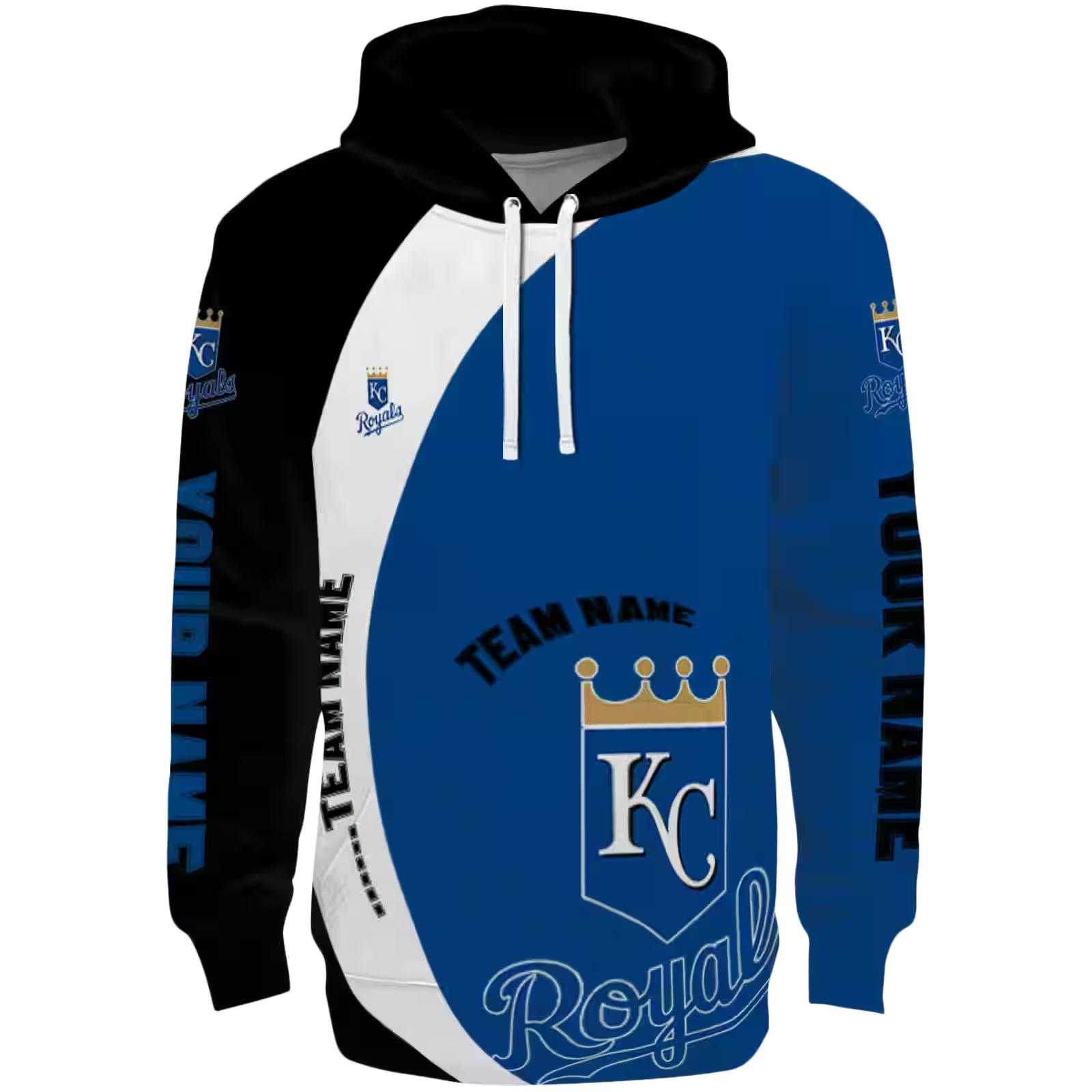 Custom Kansas City Royals Minimalist Design Royal Blue Black Hoodie