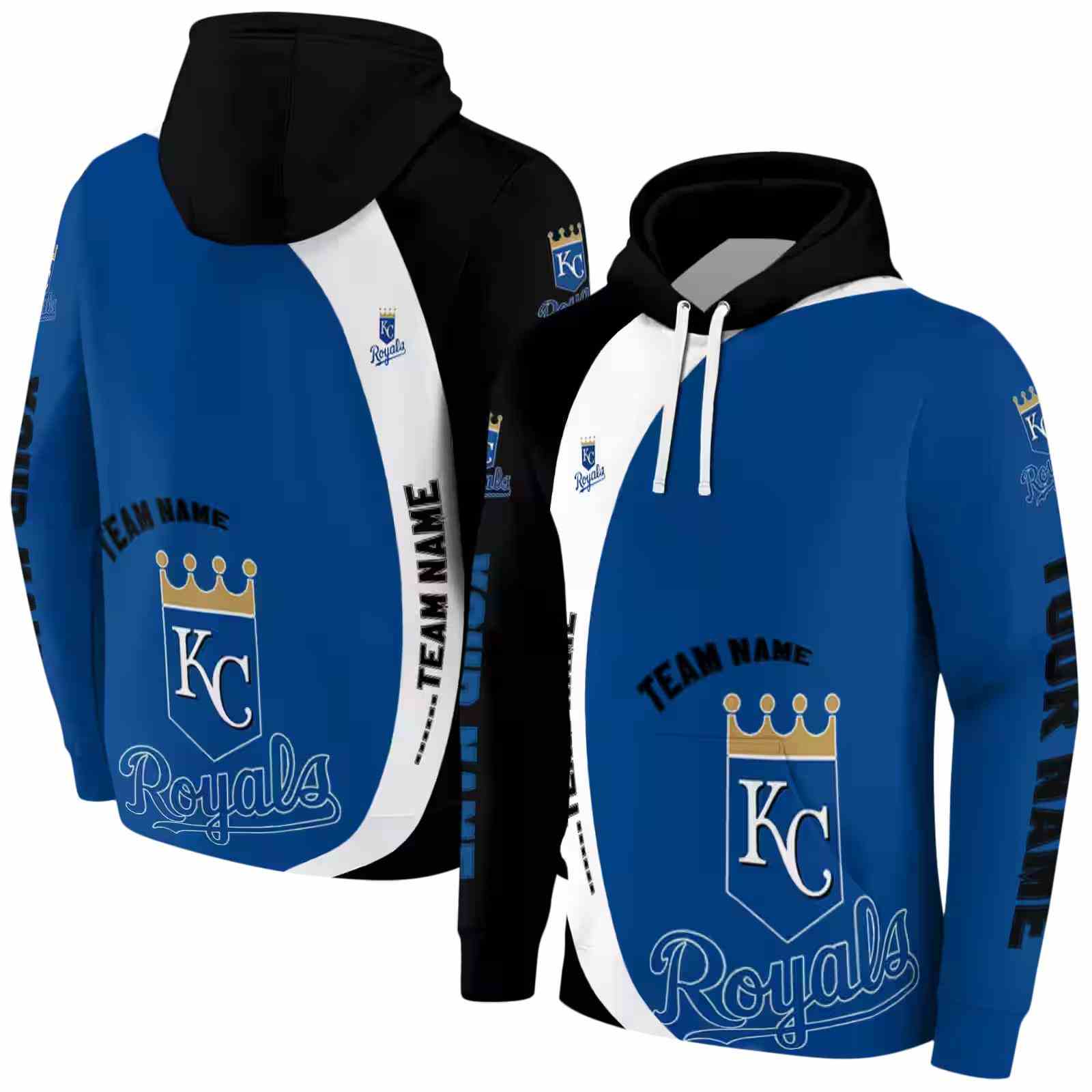 custom kansas city royals minimalist design royal blue black hoodie fashion forward