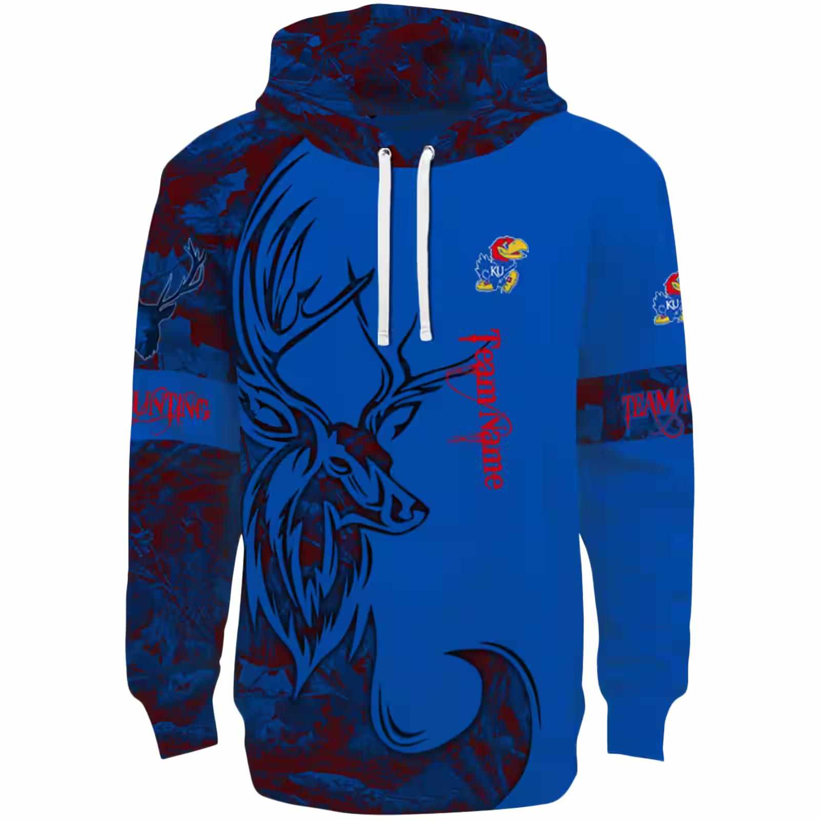 Custom Kansas Jayhawks Deer Silhouette Blue Hoodie