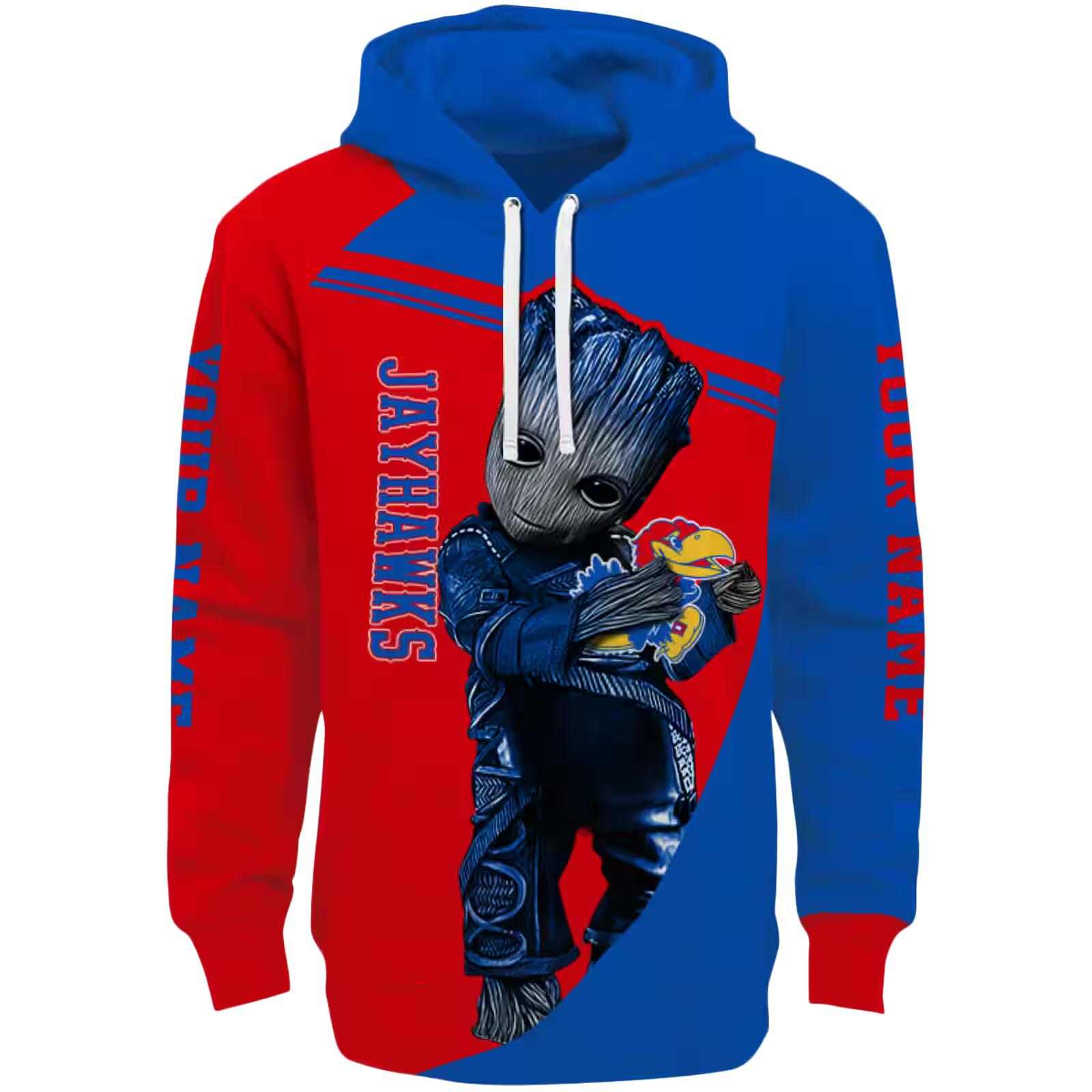 Custom Kansas Jayhawks Groot Blue Hoodie