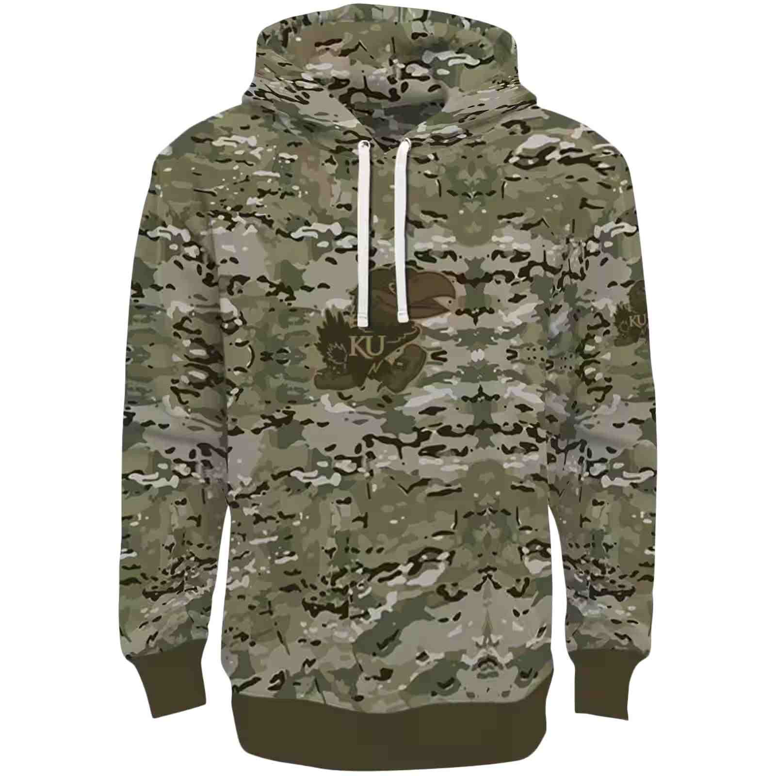 Custom Kansas Jayhawks Military Style Hoodie