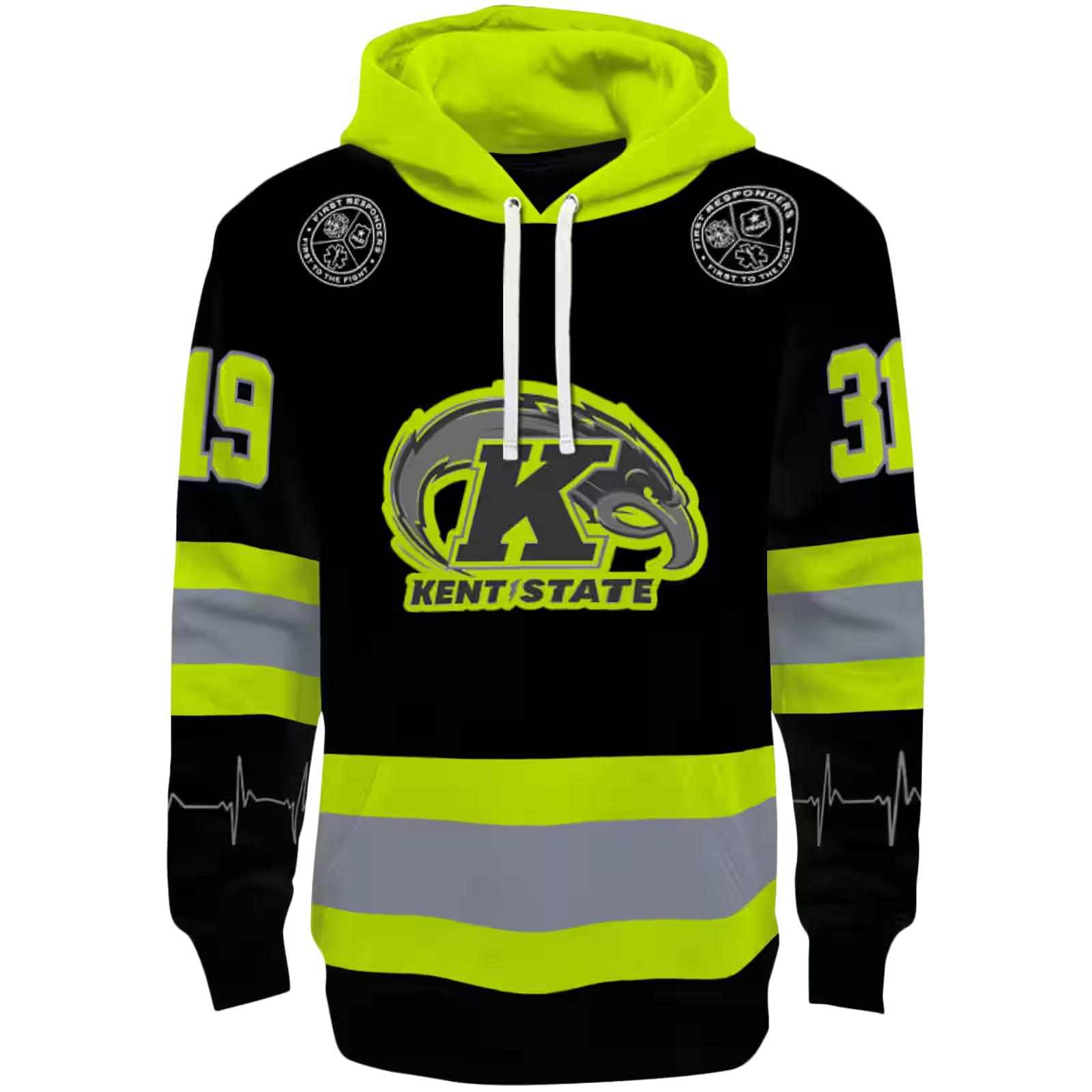 Custom Kent State Golden Flashes Safety Motif Black Neon Green Hoodie