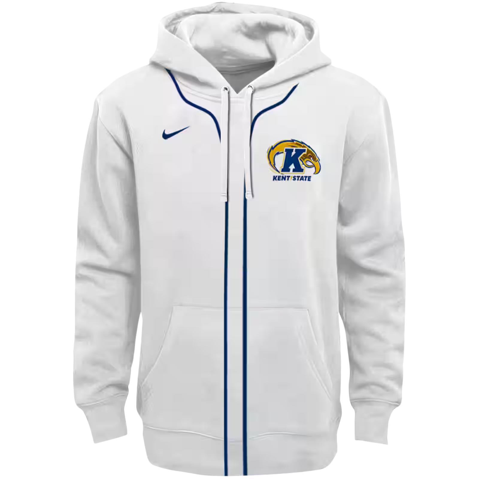 Custom Kent State Golden Flashes Sporty Stripe White Hoodie