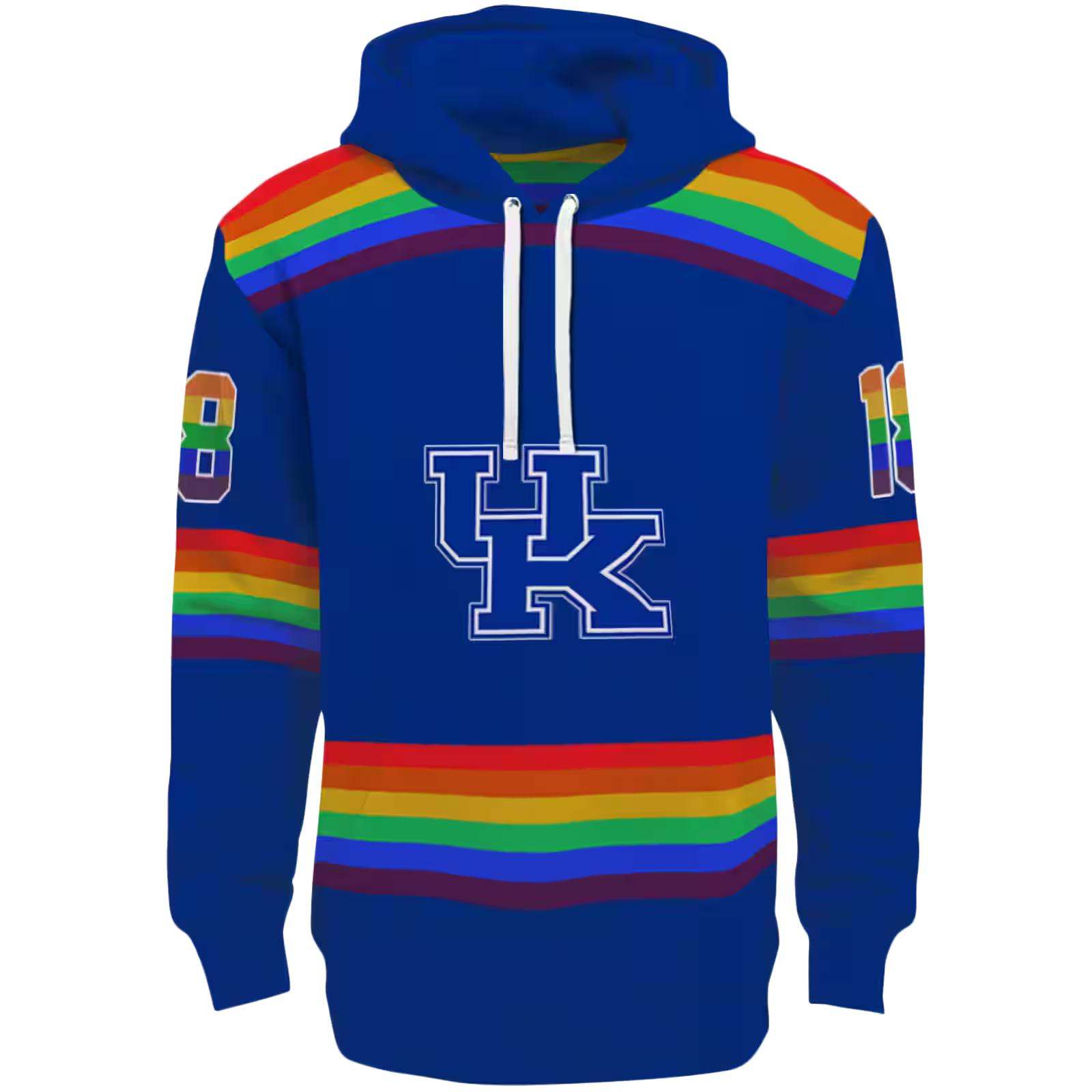 Custom Kentucky Wildcats Rainbow Stripes Blue Hoodie