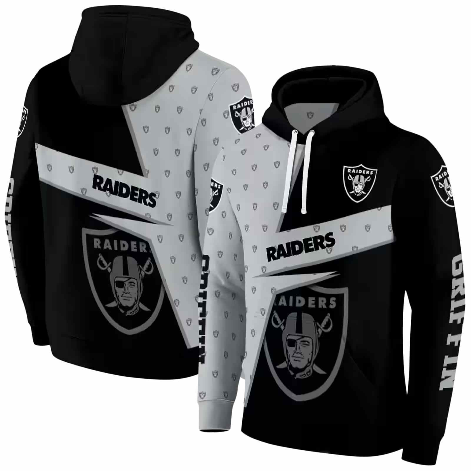 custom las vegas raiders abstract shape black hoodie fashion forward