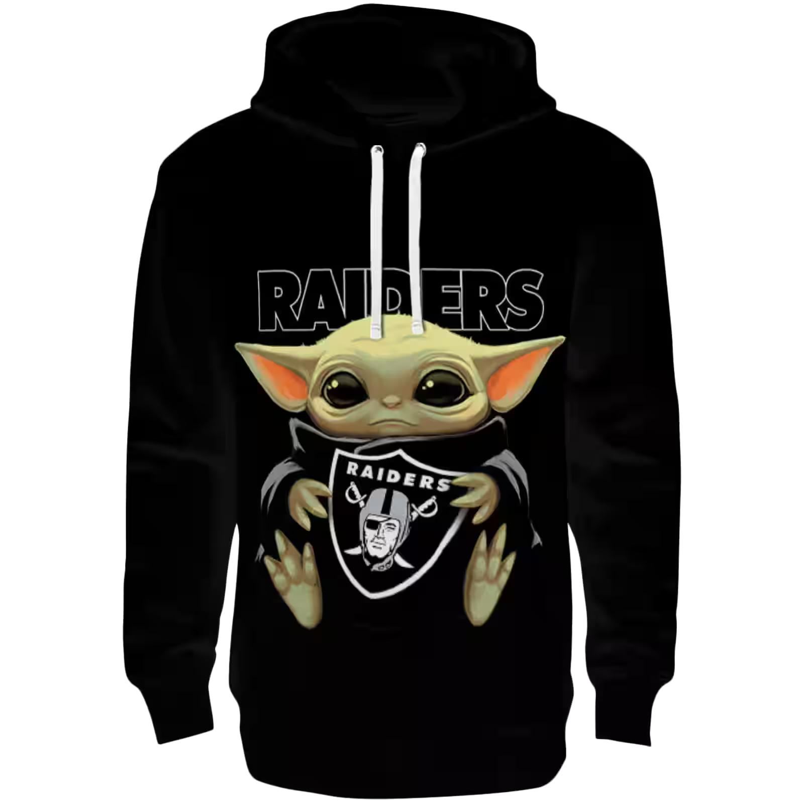 Custom Las Vegas Raiders Baby Yoda Black Hoodie