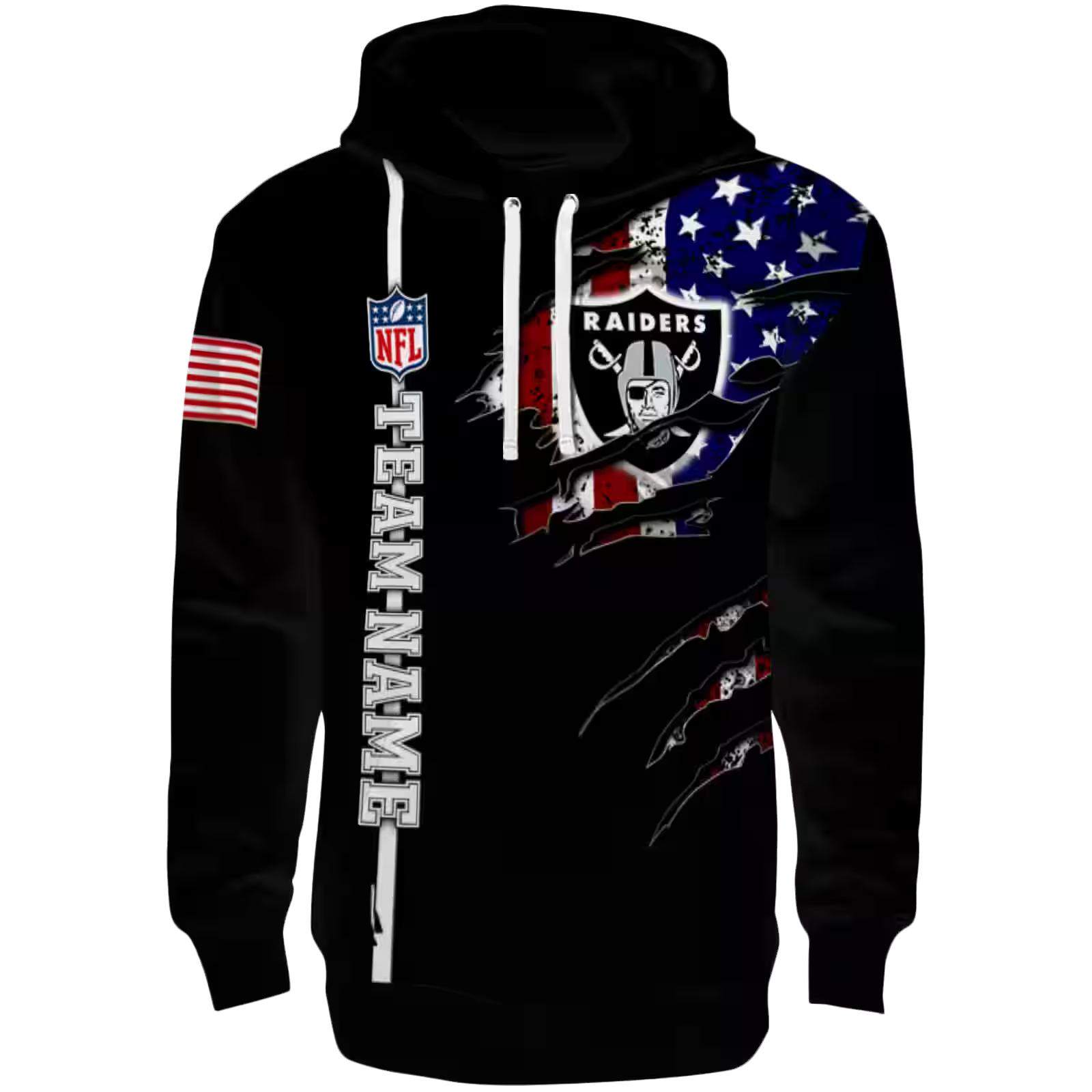 Custom Las Vegas Raiders Ripped Flag Black Hoodie