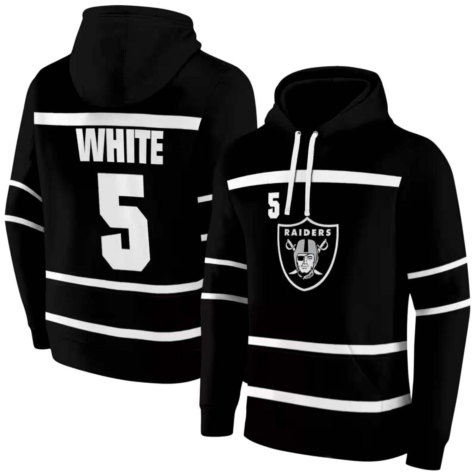 custom las vegas raiders striped pattern black hoodie fashion forward