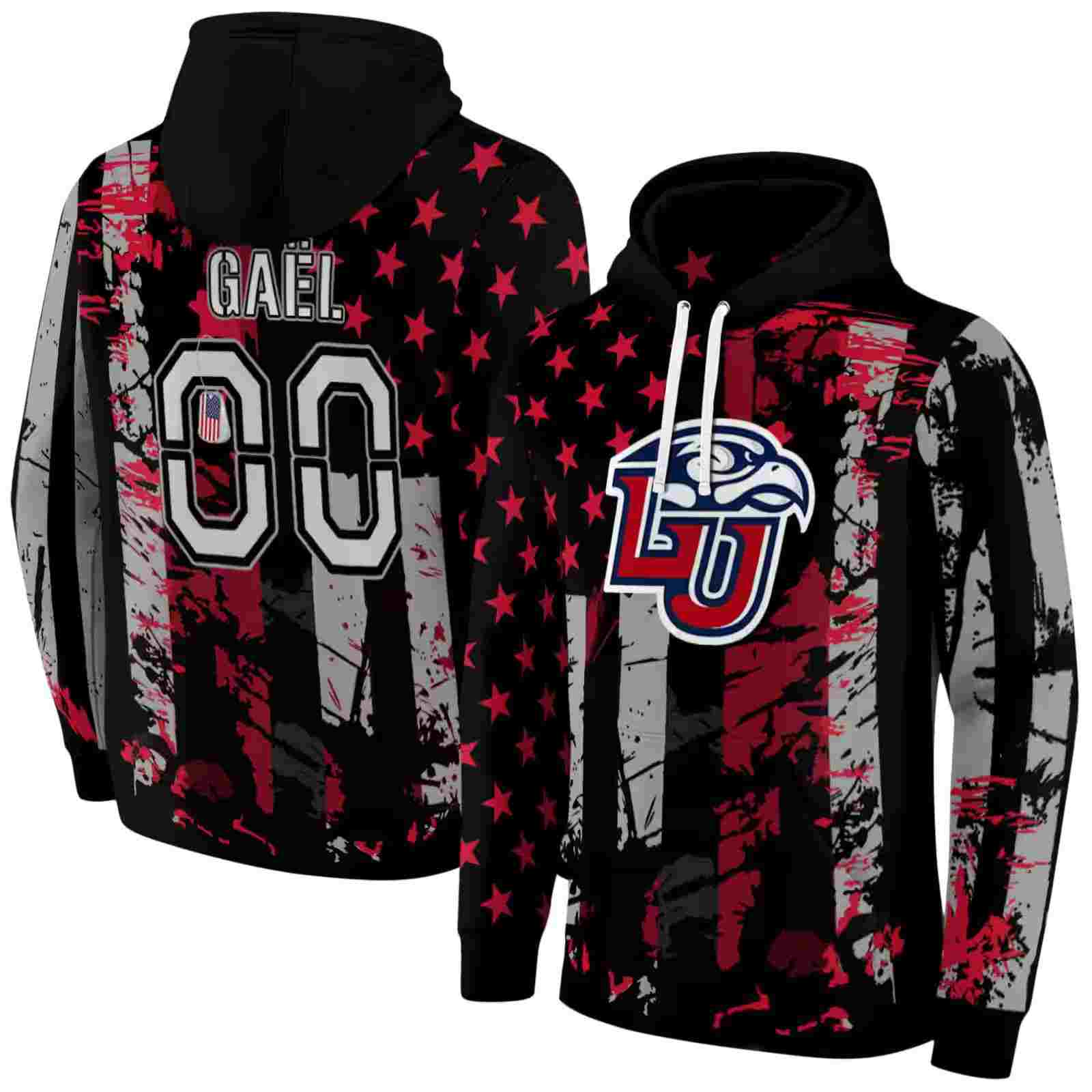 custom liberty flames distressed flag red black hoodie fashion forward