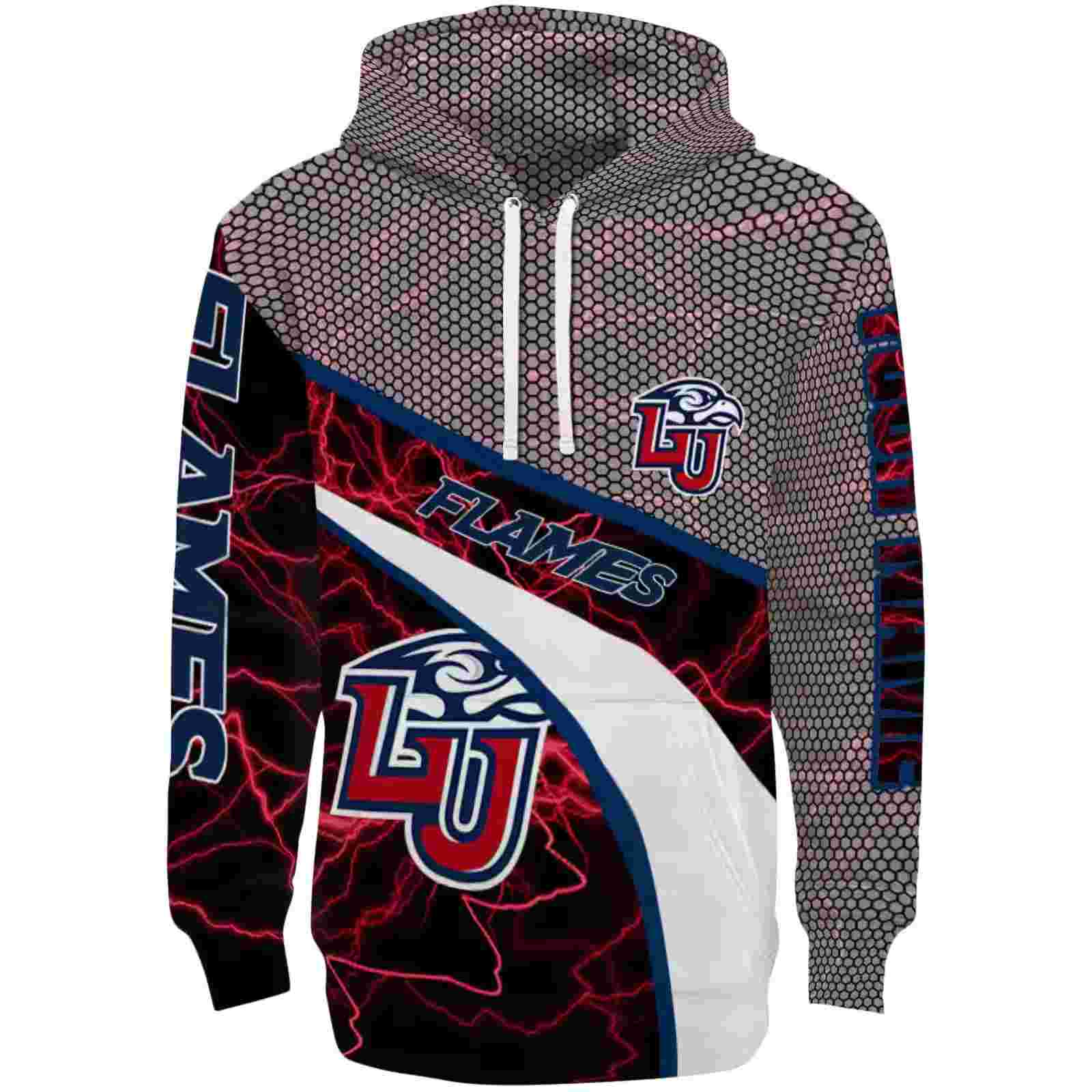 Custom Liberty Flames Hexagonal Mesh Red Black Gray Hoodie
