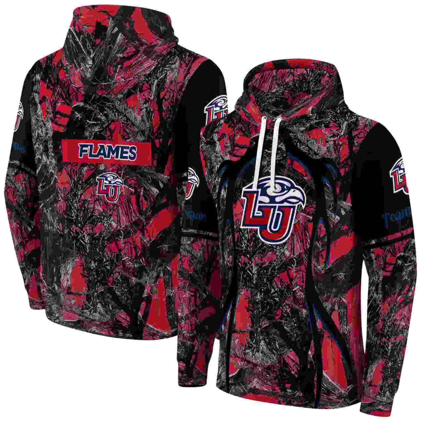 custom liberty flames hunting theme red black hoodie fashion forward
