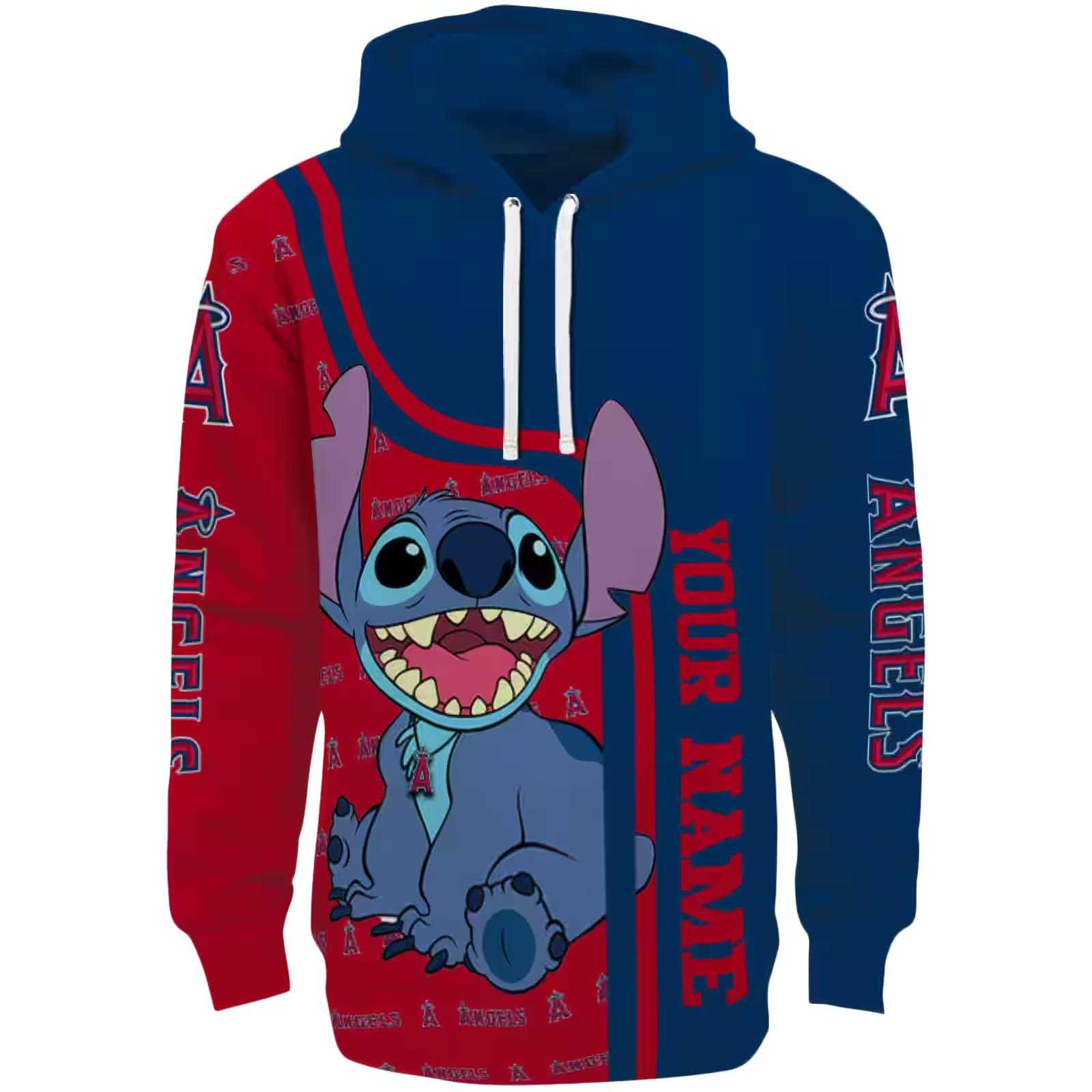 Custom Los Angeles Angels Stitch Blue Hoodie