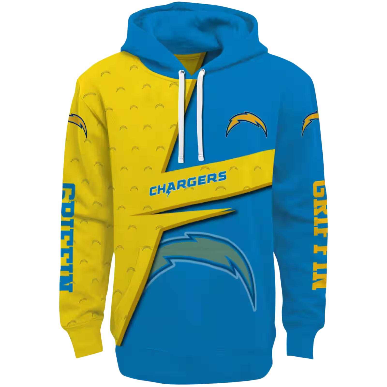 Custom Los Angeles Chargers Abstract Shape Blue Hoodie