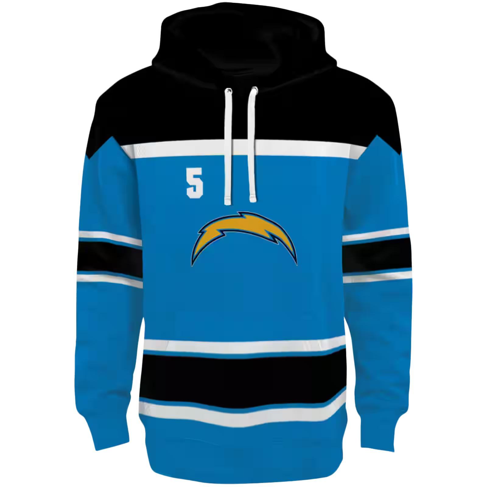 Custom Los Angeles Chargers Striped Pattern Blue Hoodie