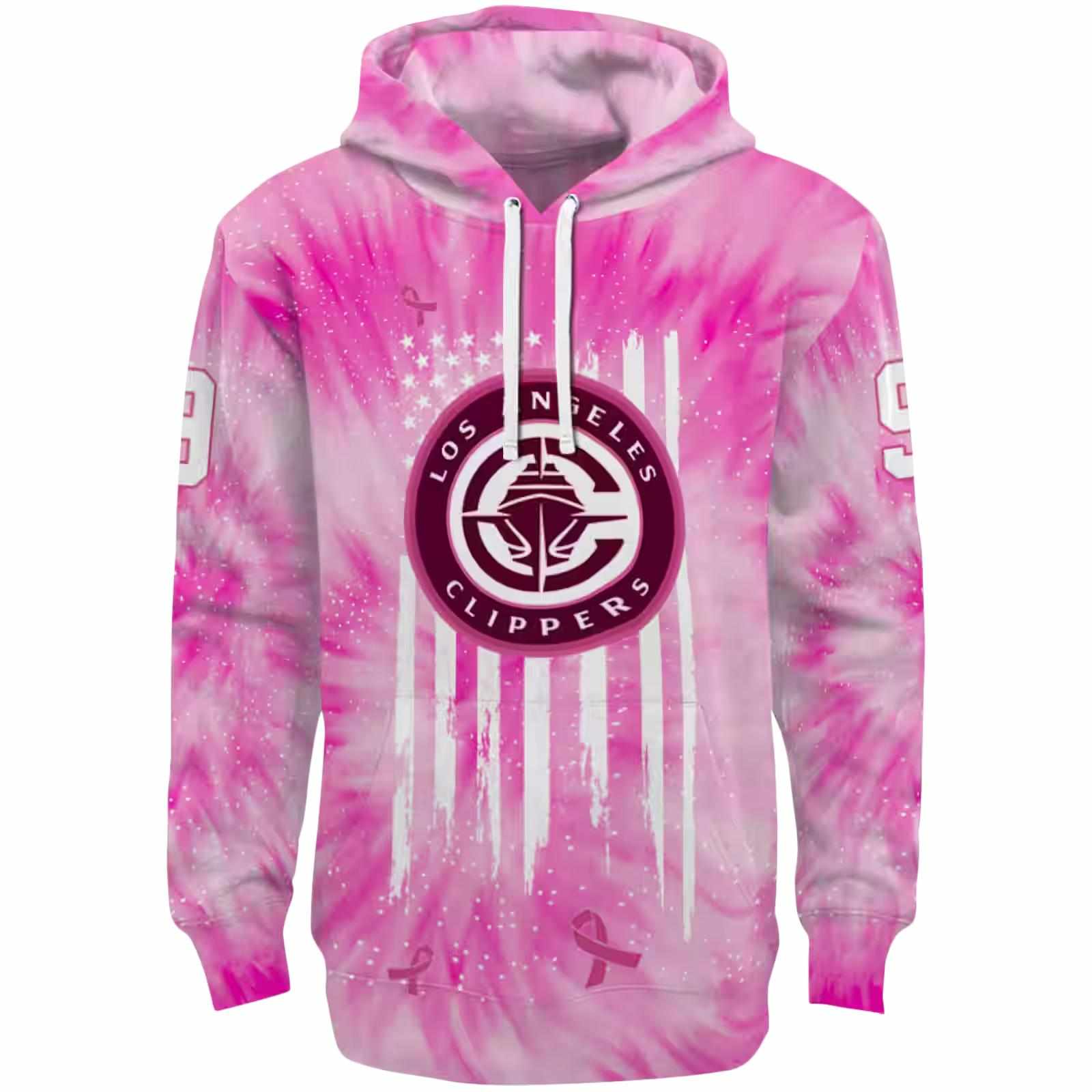 Custom Los Angeles Clippers Cancer Support Pink Hoodie