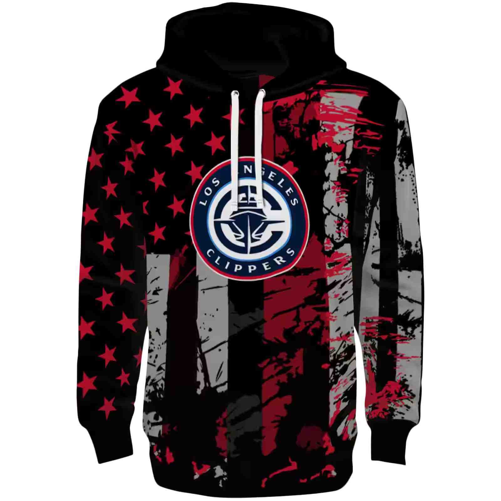 Custom Los Angeles Clippers Distressed Flag Red Black Hoodie