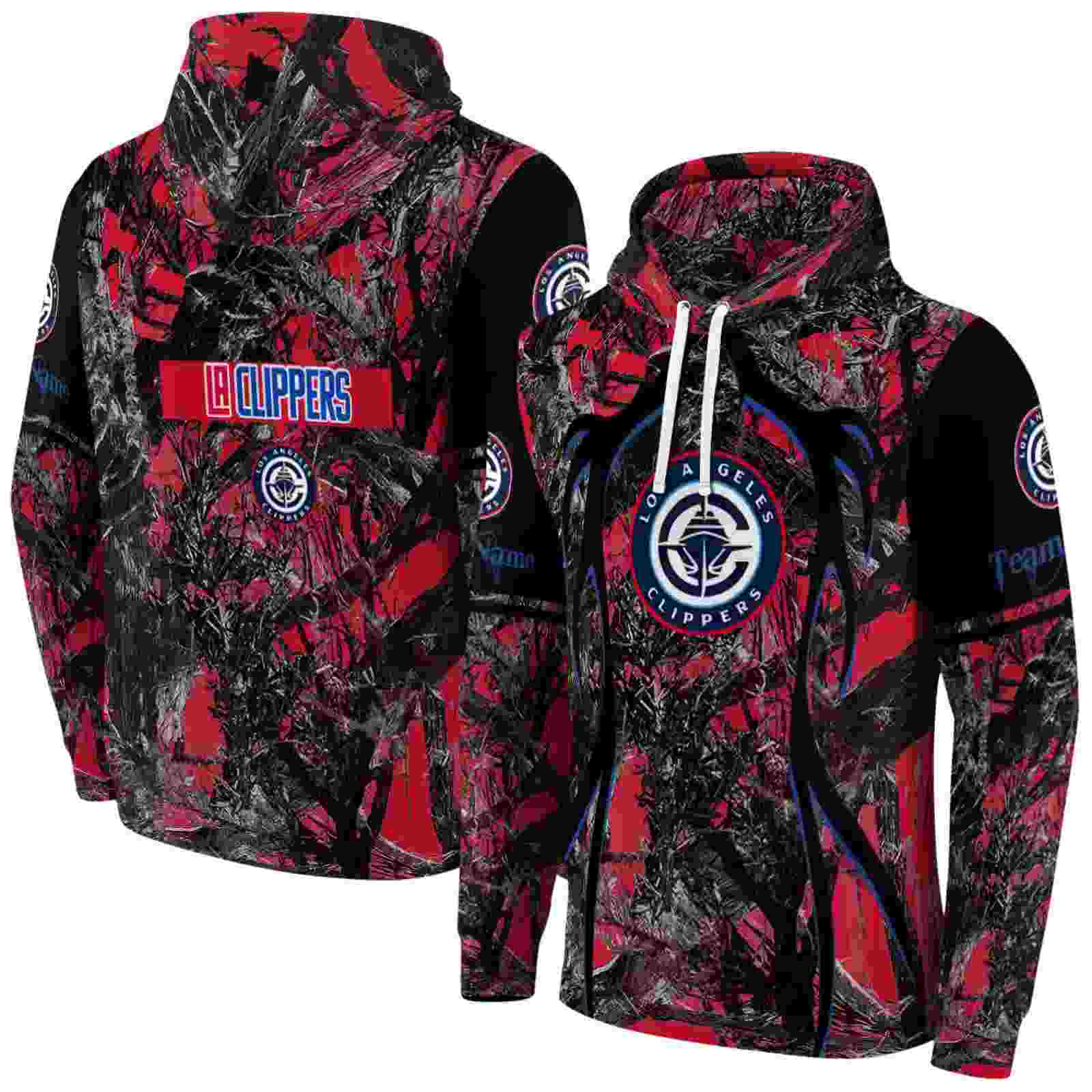 custom los angeles clippers hunting theme red black hoodie fashion forward