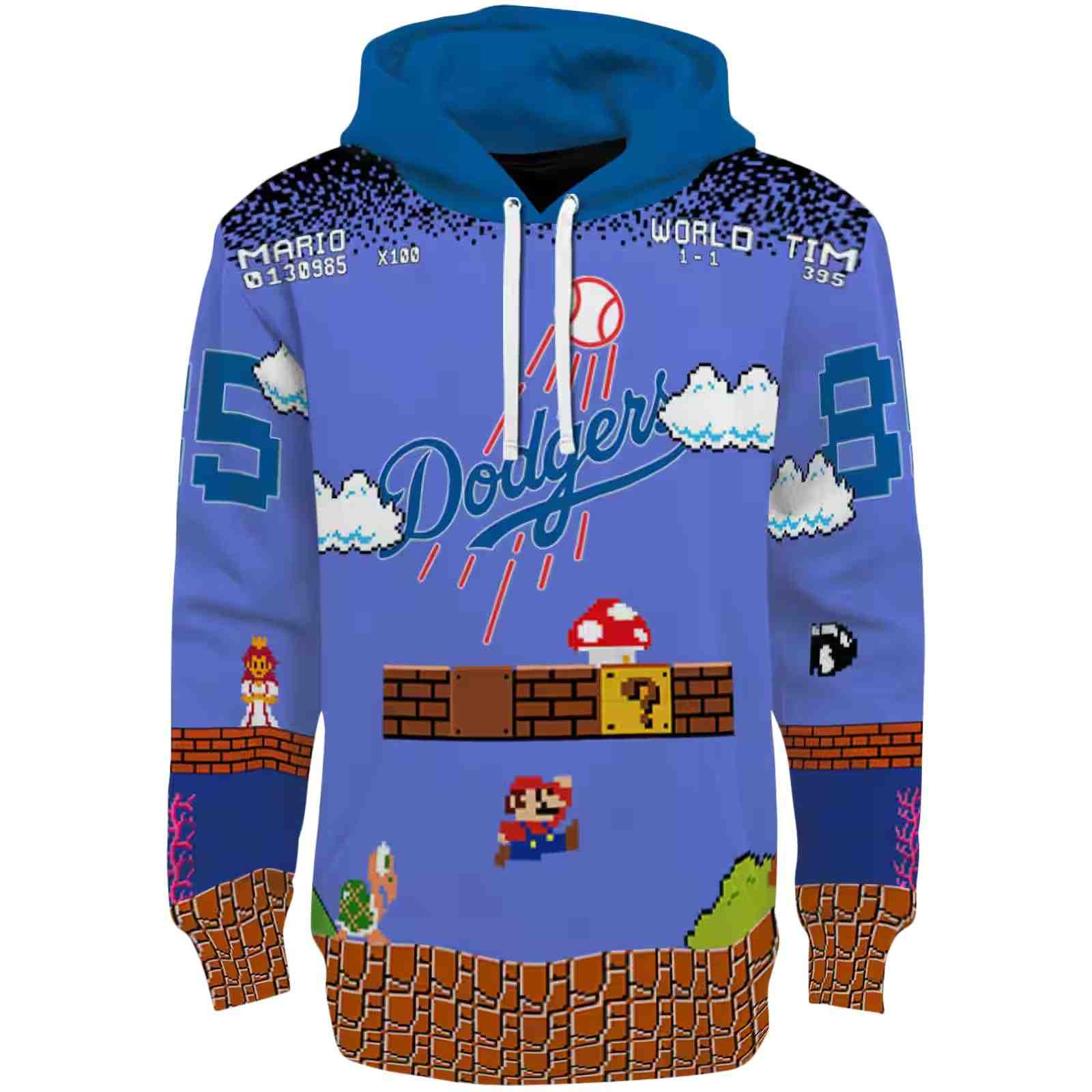 Custom Los Angeles Dodgers Mario Blue Black Hoodie