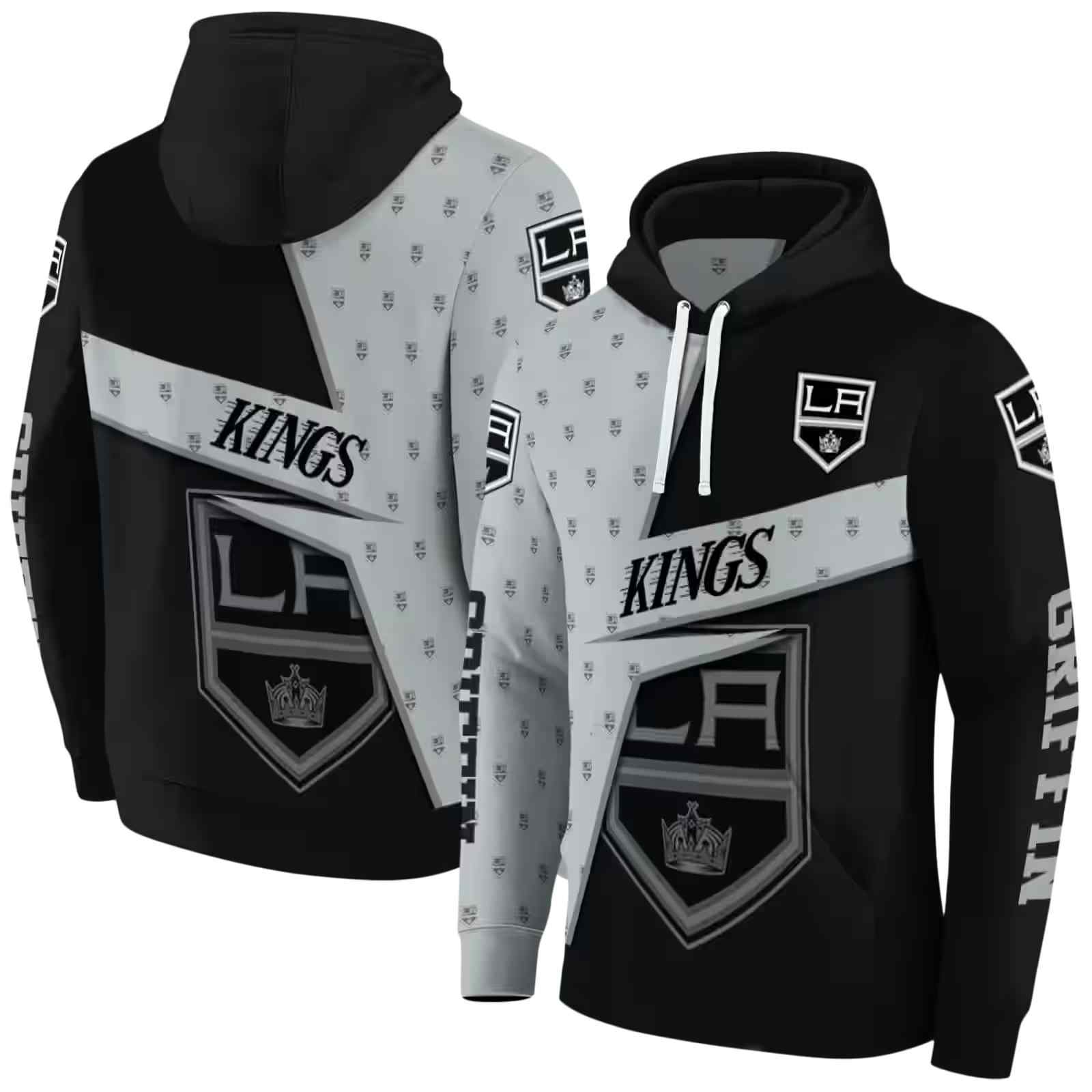 custom los angeles kings abstract shape black hoodie fashion forward