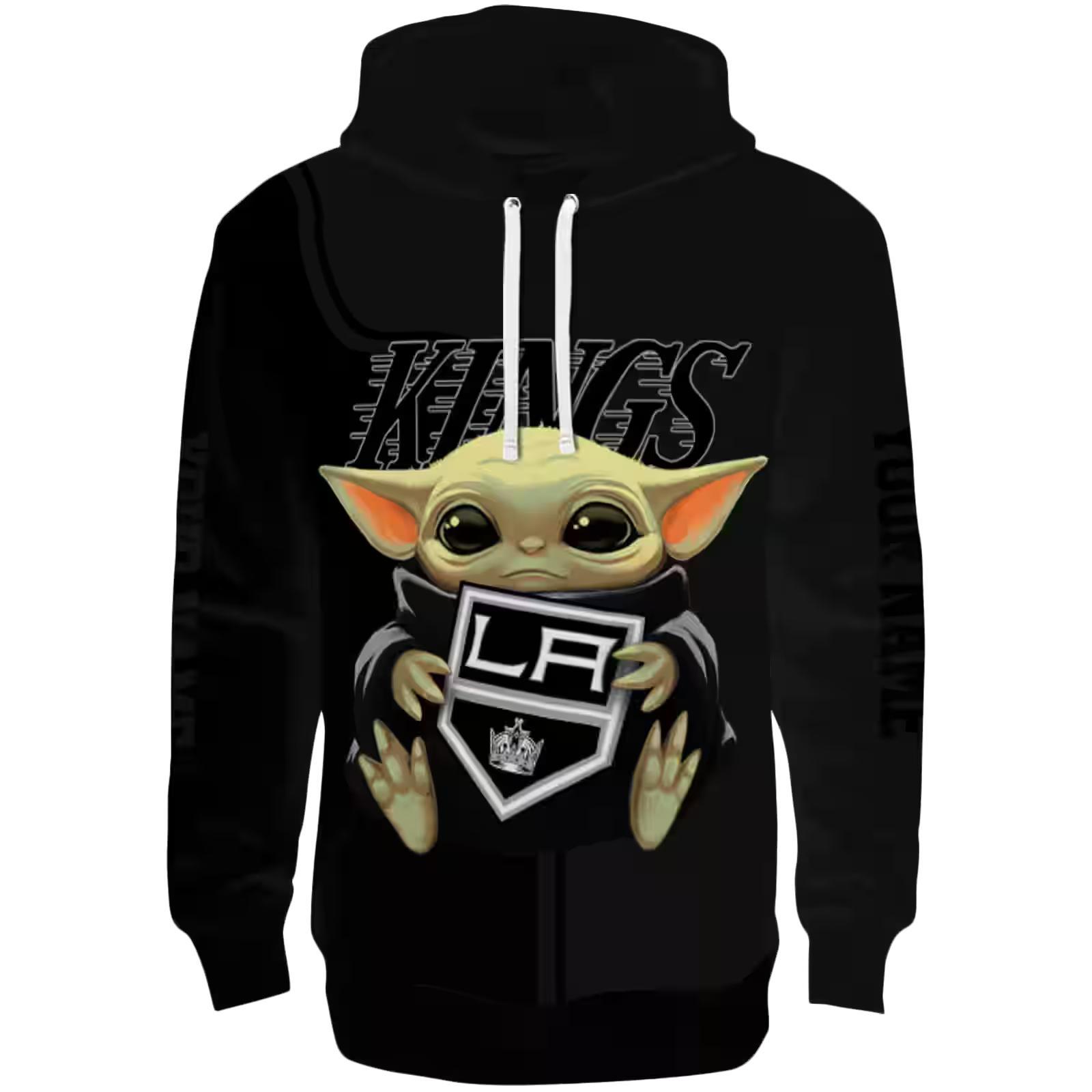 Custom Los Angeles Kings Baby Yoda Black Hoodie