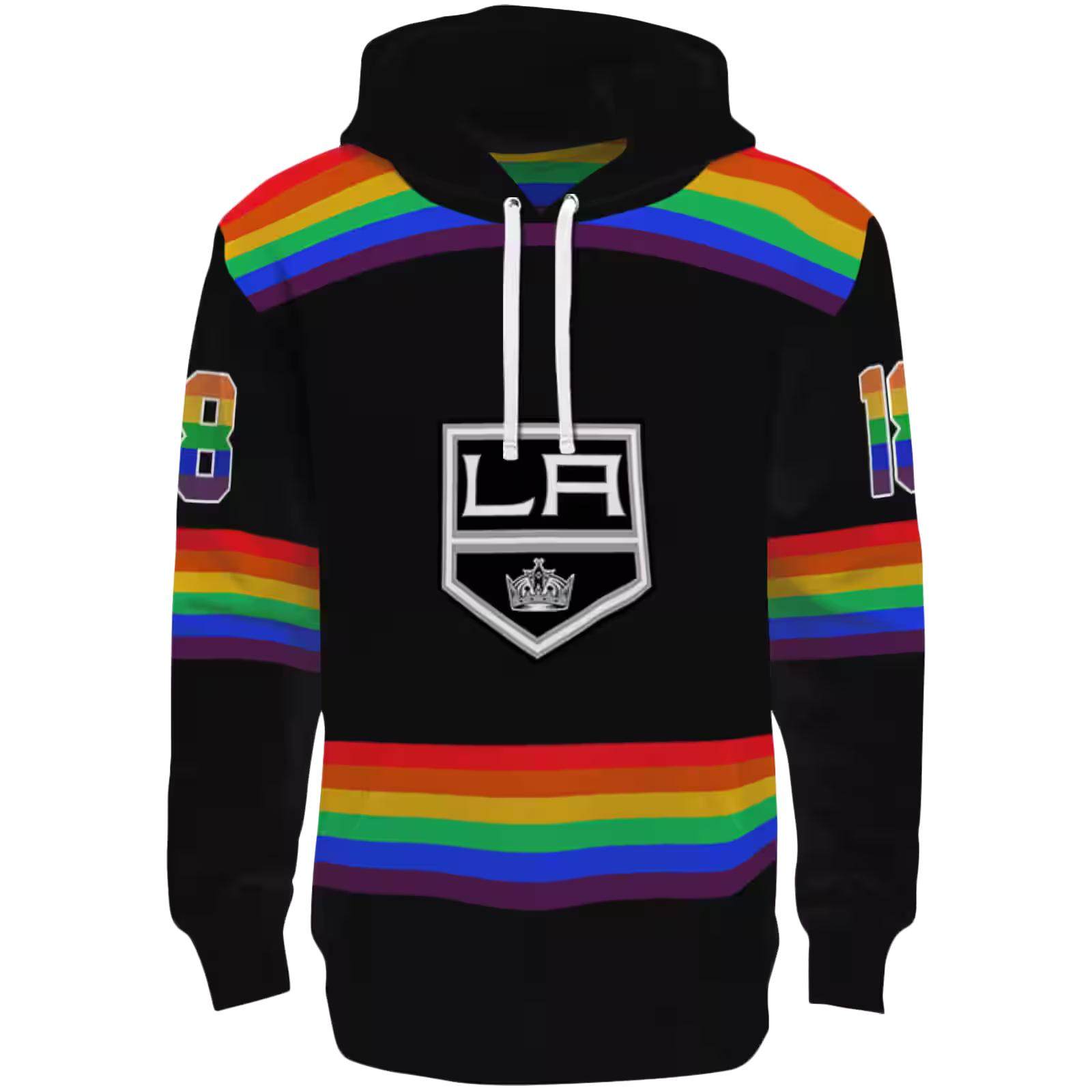 Custom Los Angeles Kings Rainbow Stripes Black Hoodie