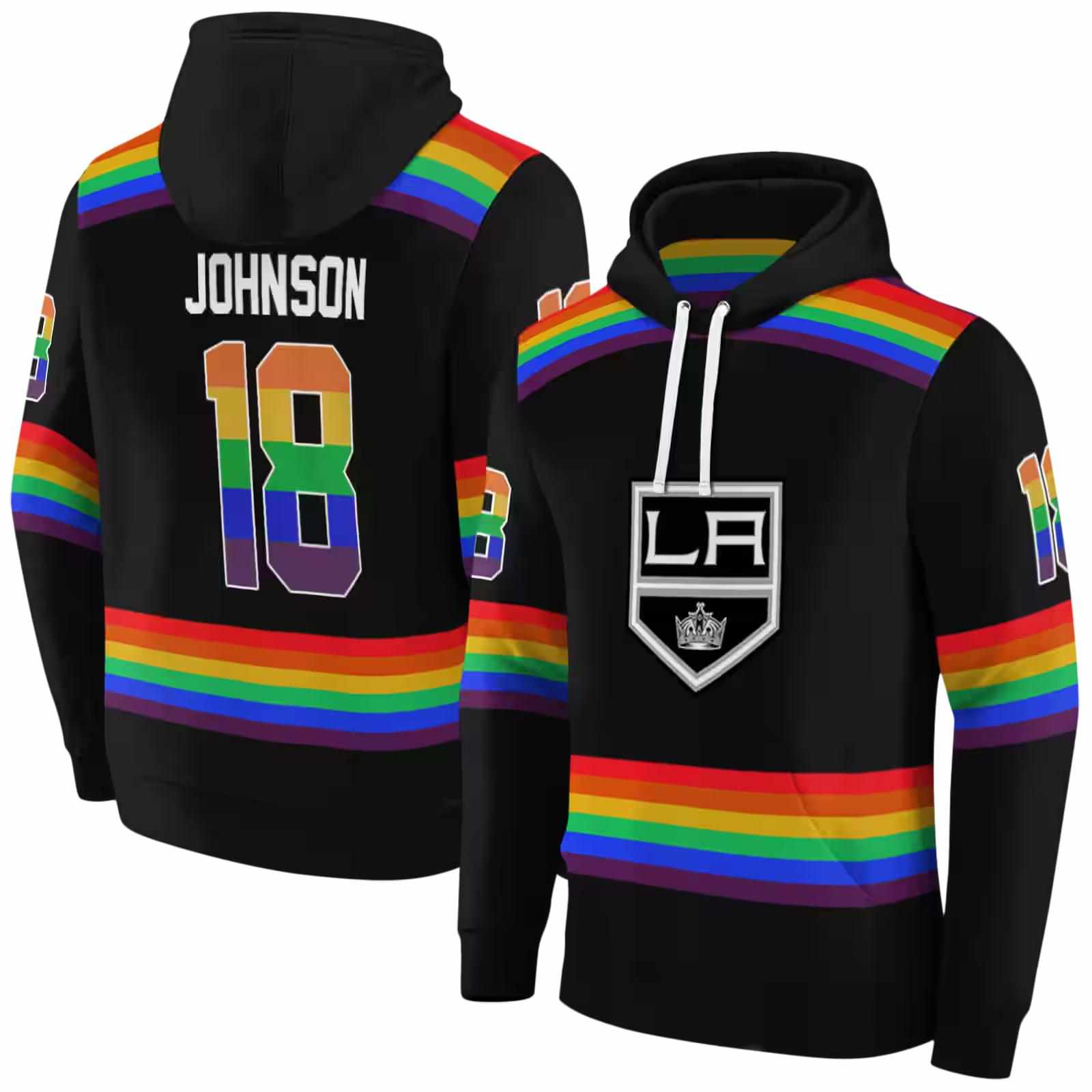 custom los angeles kings rainbow stripes black hoodie fashion forward