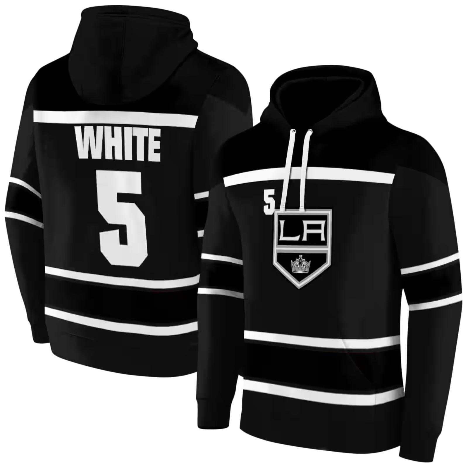 custom los angeles kings striped pattern black hoodie fashion forward