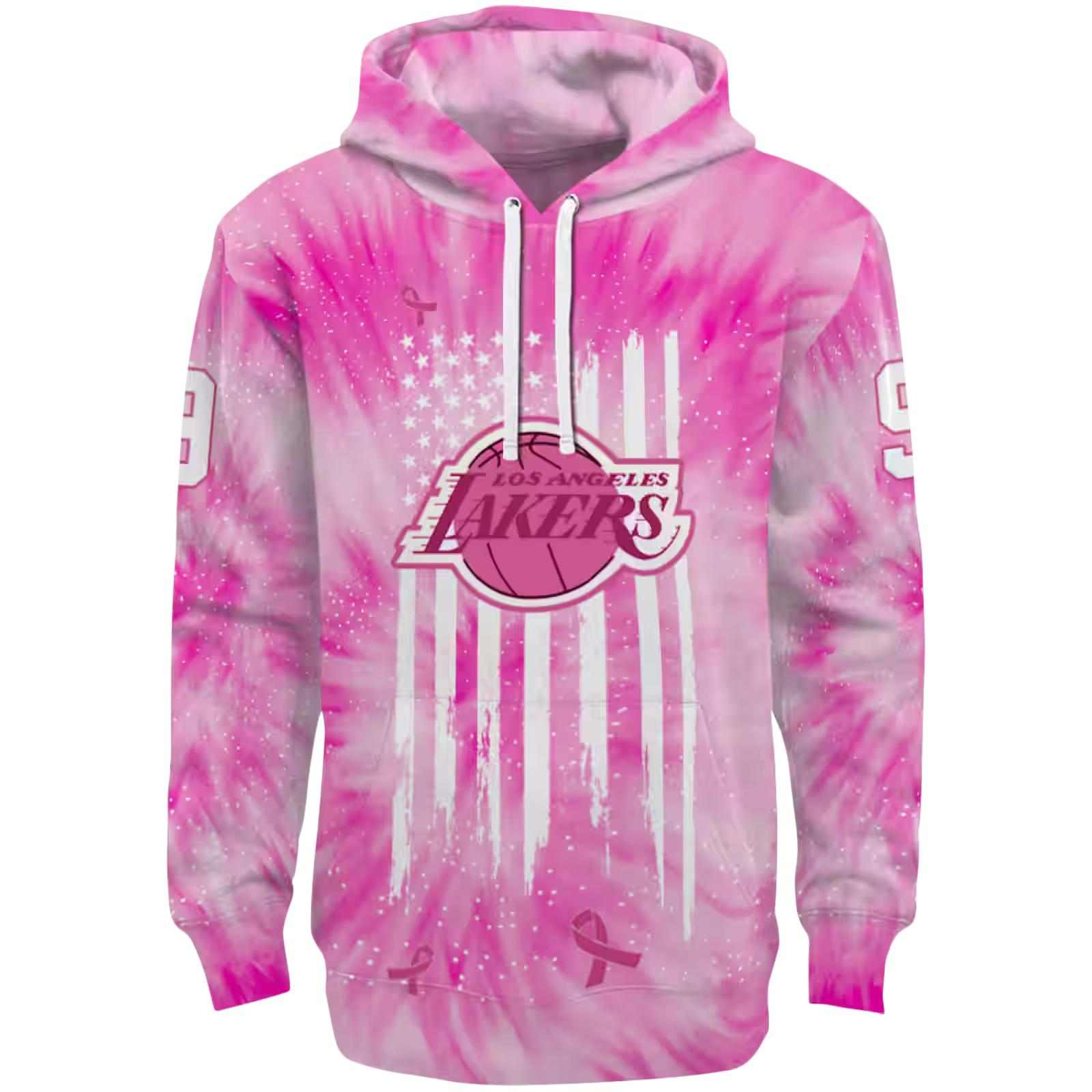 Custom Los Angeles Lakers Cancer Support Pink Hoodie